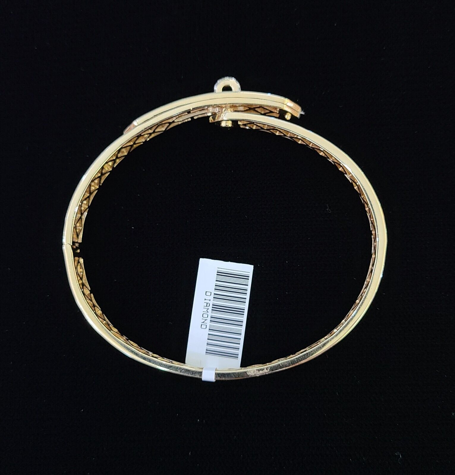 14K Yellow Gold Diamond Bracelet Bangle Spiral Design Round Cut REAL Gold - GoldenlinQ