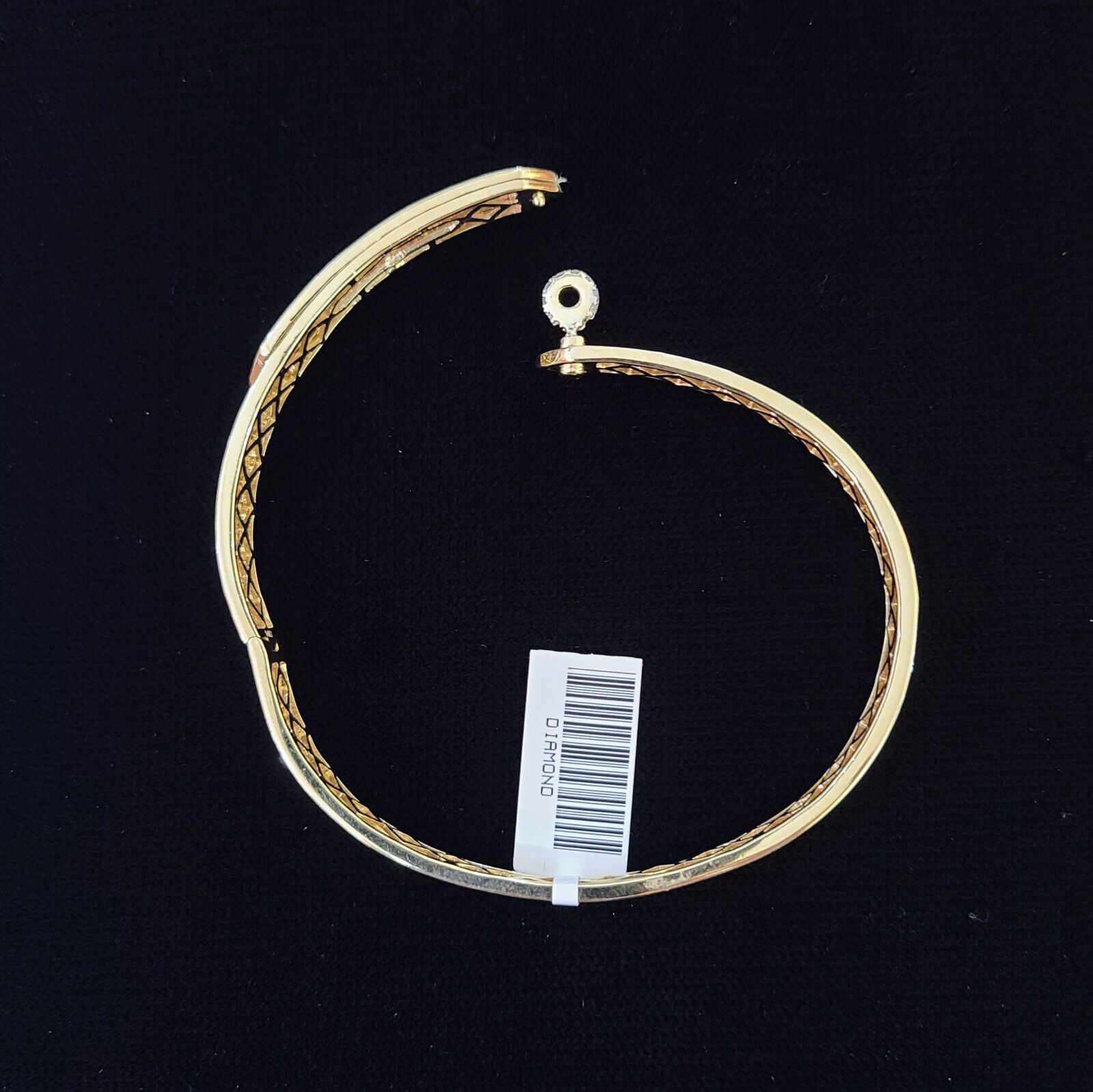 14K Yellow Gold Diamond Bracelet Bangle Spiral Design Round Cut REAL Gold - GoldenlinQ