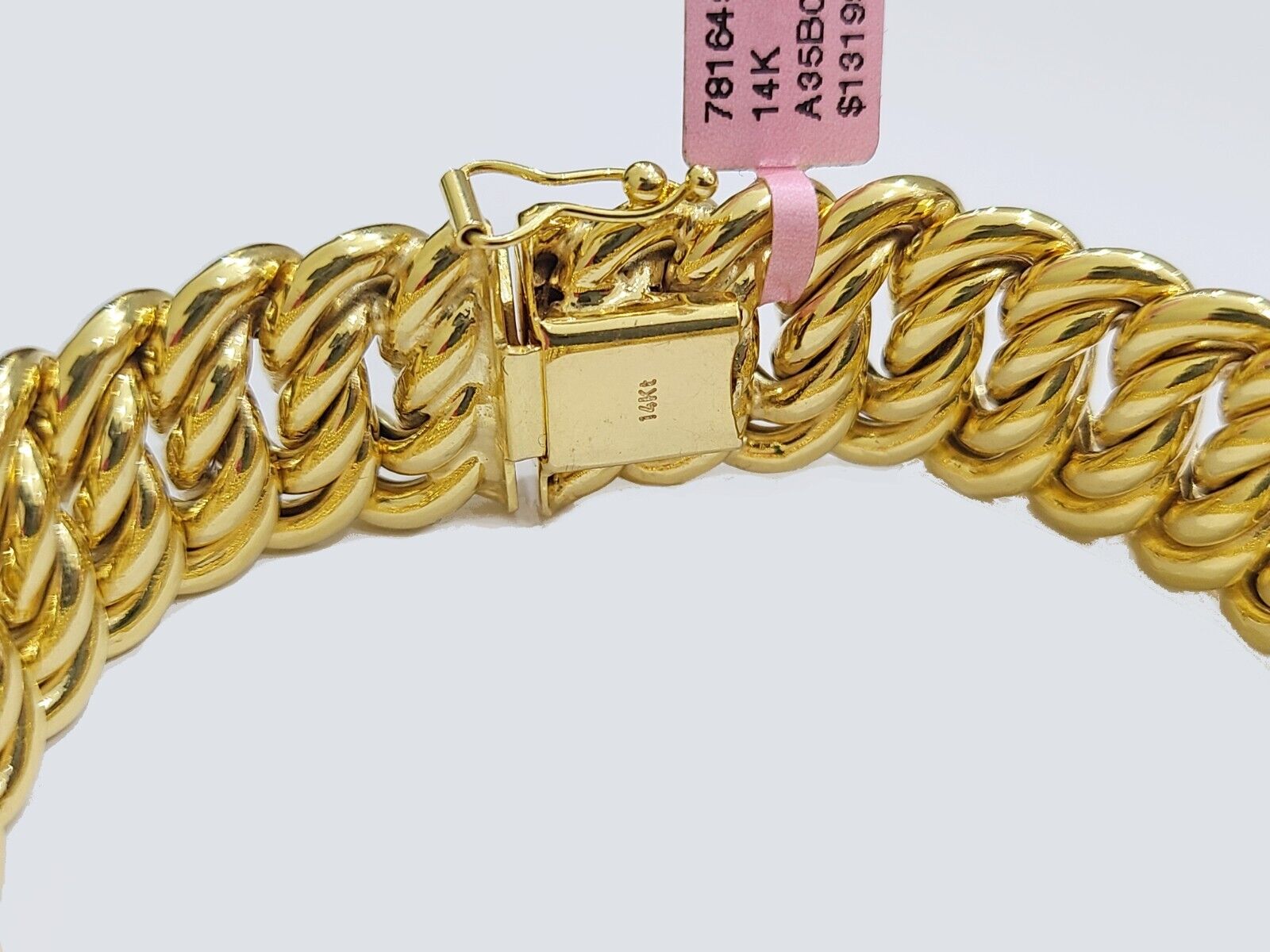 14k Yellow Gold Flat Byzantine Bracelet 7.5" Inch 17mm Real 14kt Box Lock Ladies - GoldenlinQ