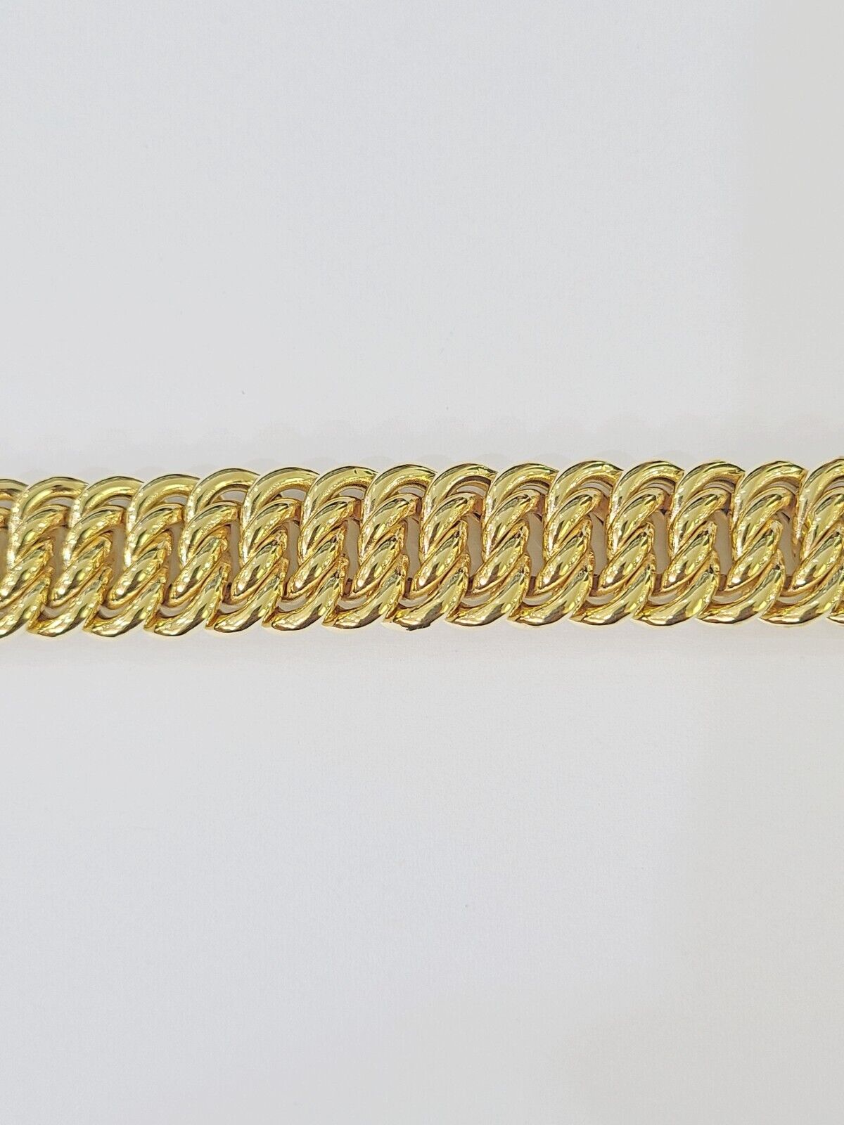 14K Yellow Gold Flat Byzantine Link Bracelet 16mm 7.5" inch Real Genuine - GoldenlinQ