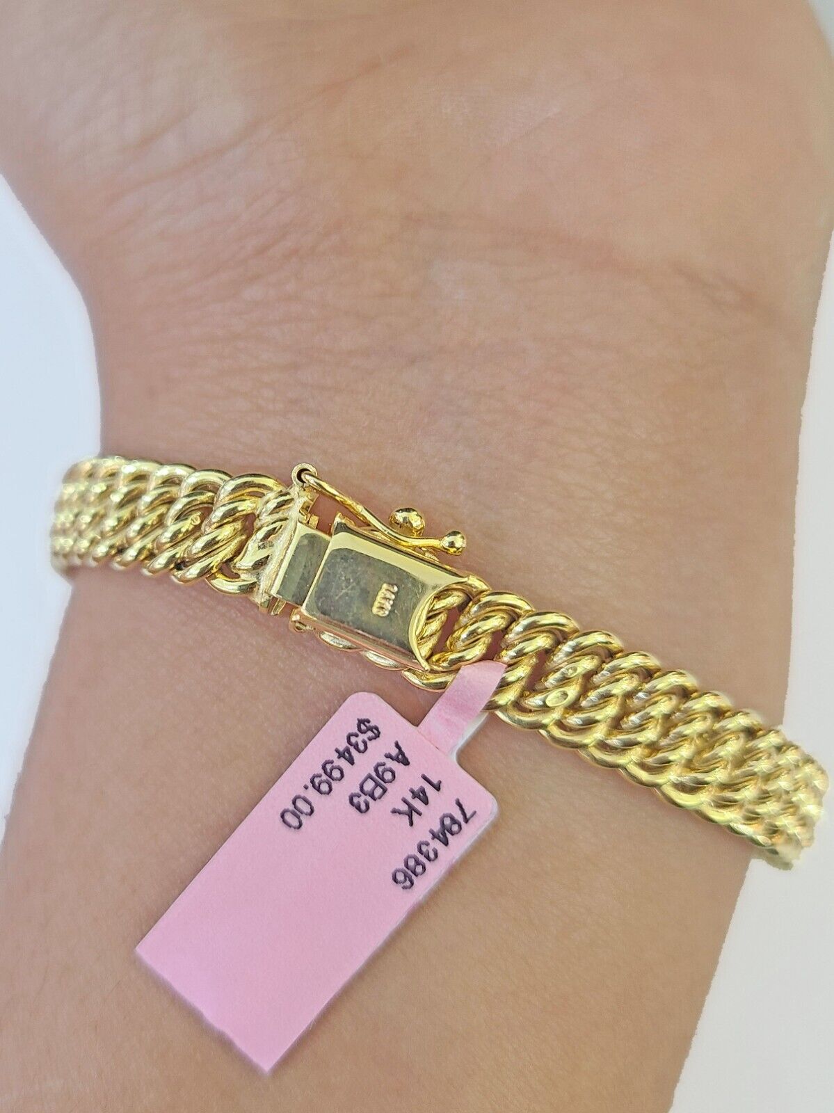 14K Yellow Gold Flat Byzantine Link Bracelet 8mm 7.5 inch Long - GoldenlinQ