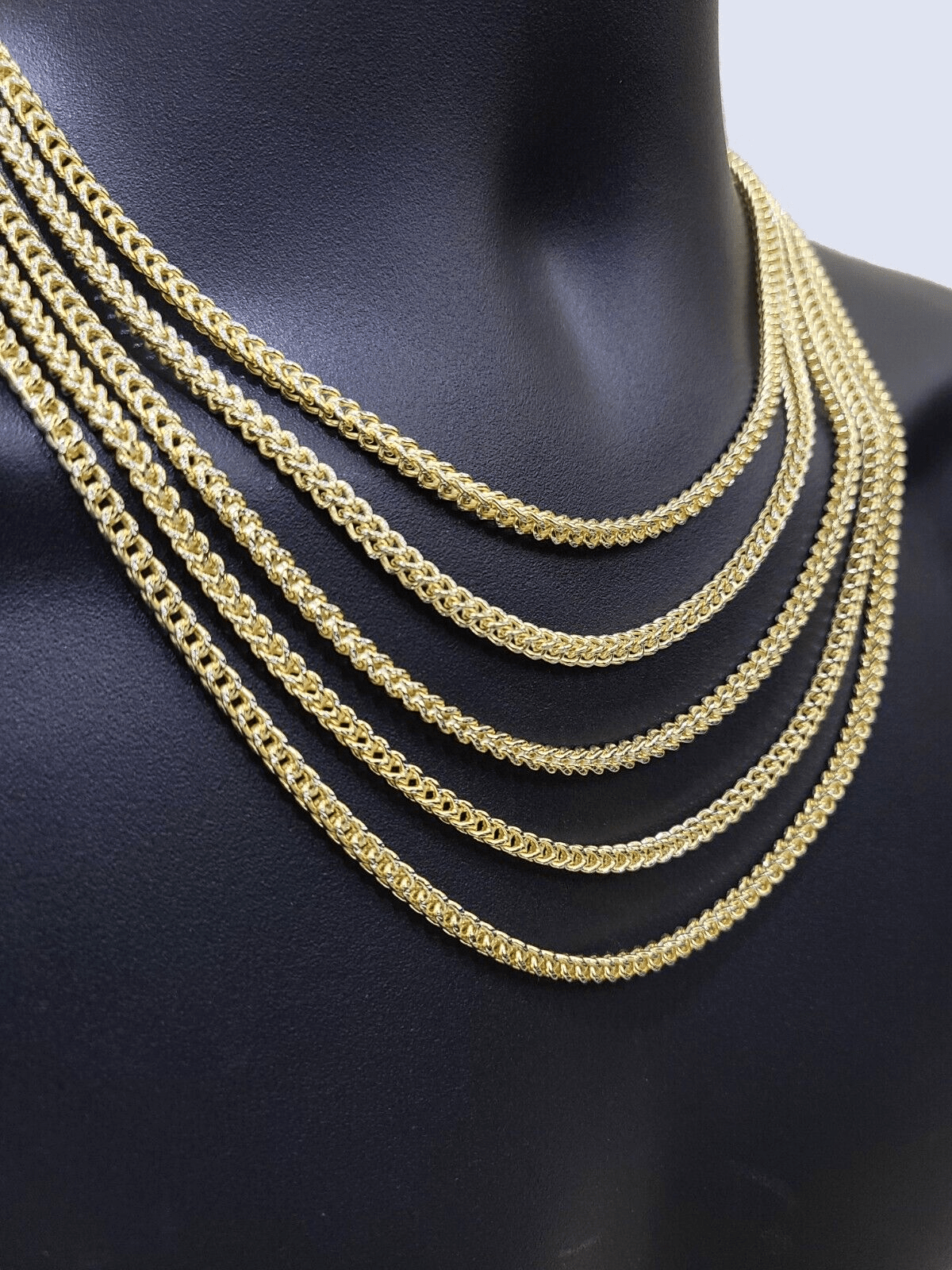 14k Yellow Gold Franco Chain Two - tone Necklace 4mm 20 Inch Diamond Cut 14kt SALE - GoldenLinQ