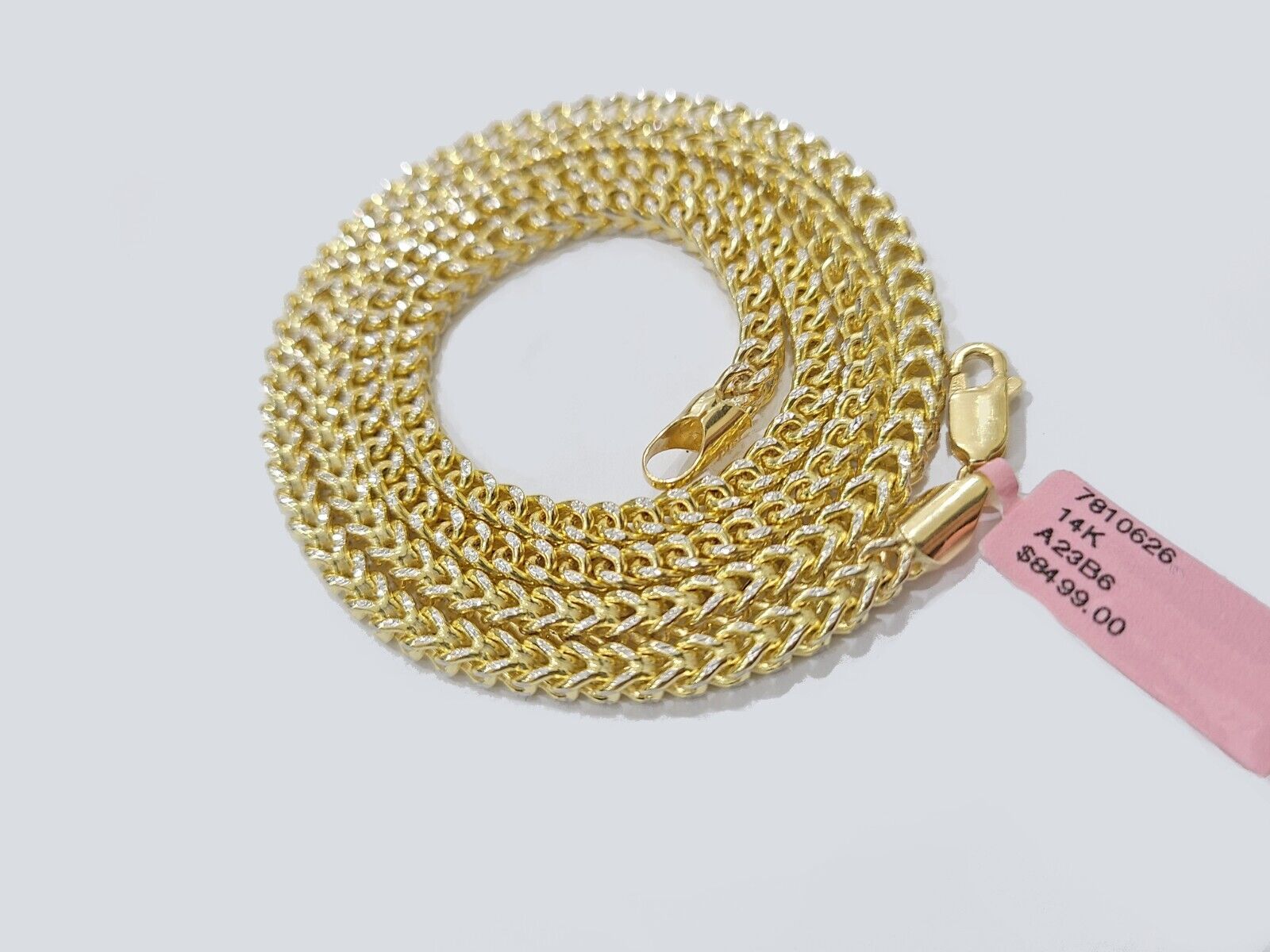 14k Yellow Gold Franco Chain Two - tone Necklace 4mm 22 Inch Diamond Cut 14kt SALE - GoldenLinQ