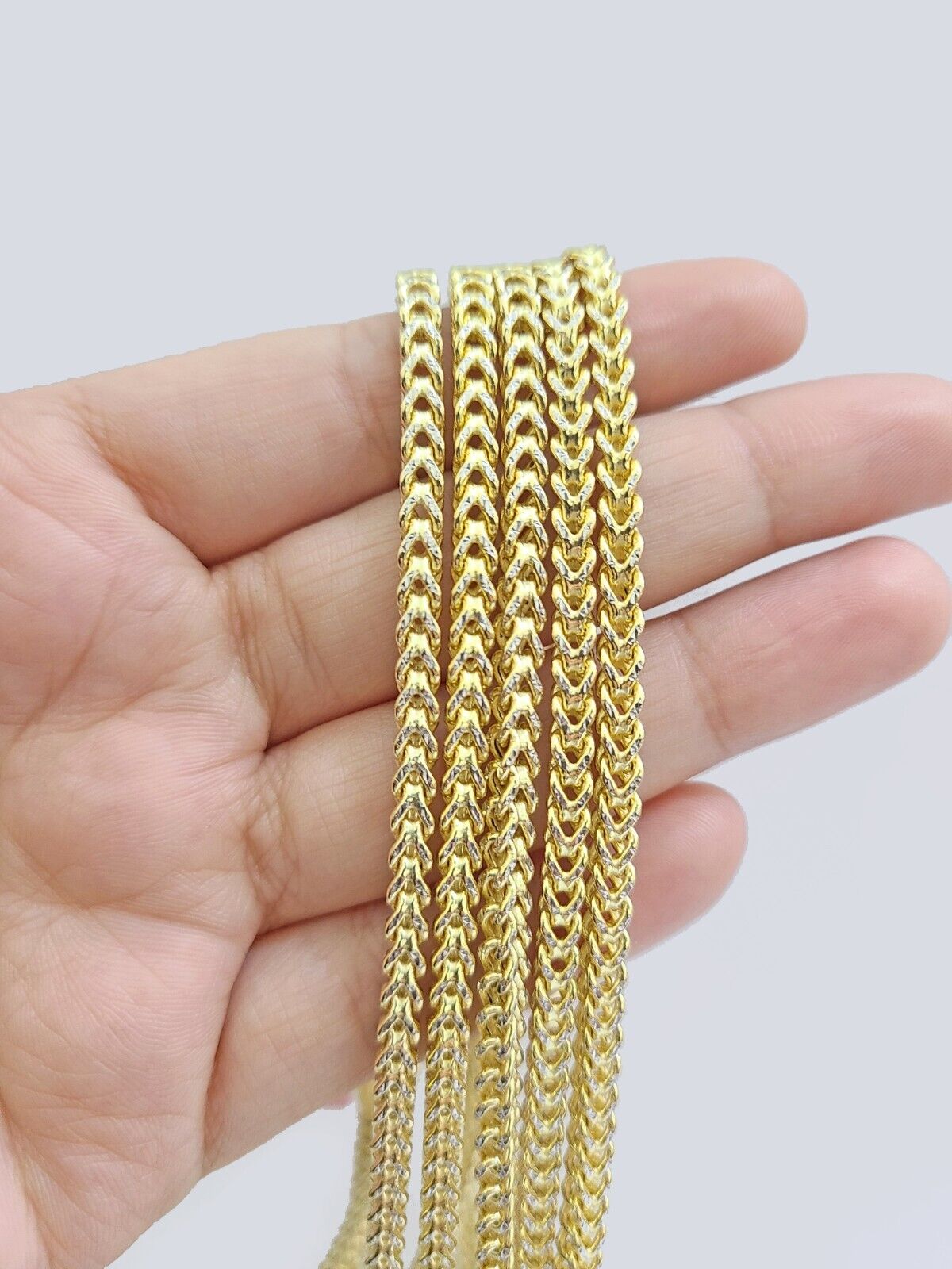 14k Yellow Gold Franco Chain Two - tone Necklace 4mm 24 Inch Diamond Cut 14kt SALE - GoldenLinQ