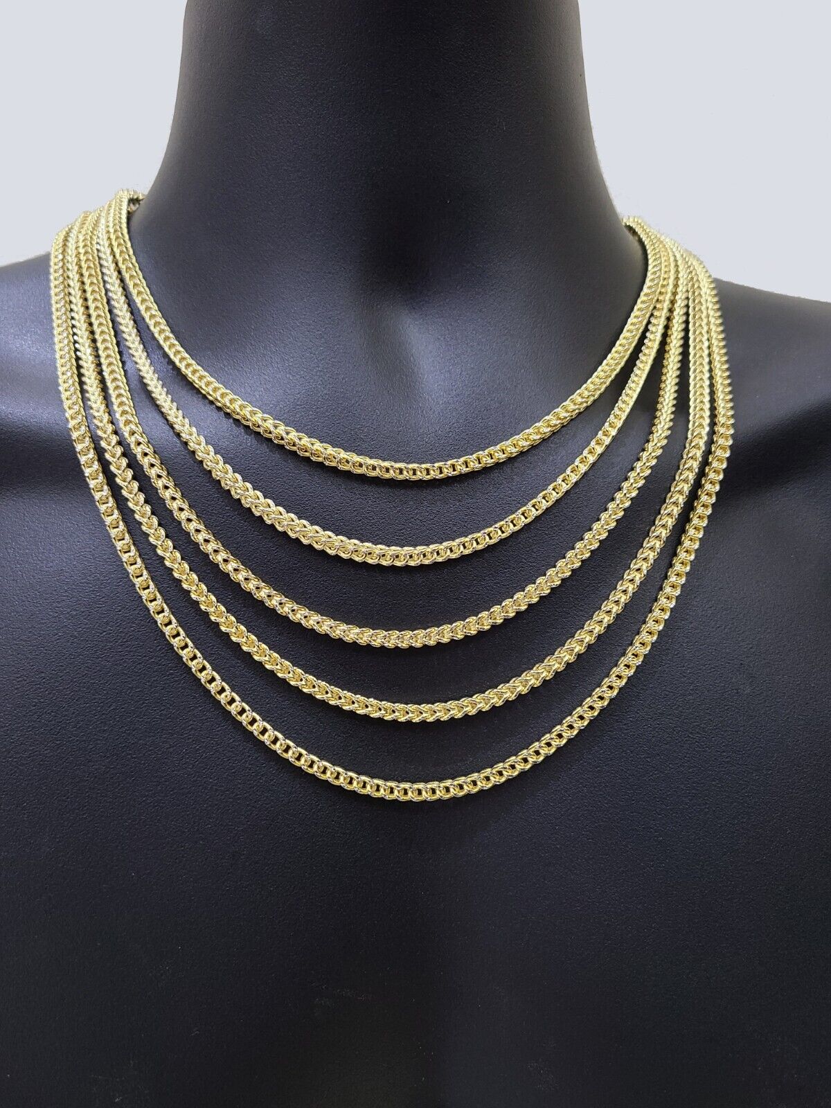 14k Yellow Gold Franco Chain Two - tone Necklace 4mm 24 Inch Diamond Cut 14kt SALE - GoldenLinQ