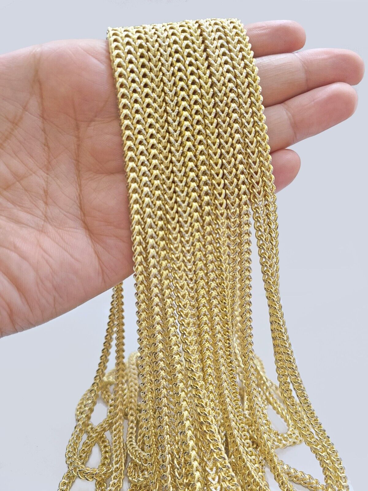 14k Yellow Gold Franco Chain Two - tone Necklace 4mm 24 Inch Diamond Cut 14kt SALE - GoldenLinQ