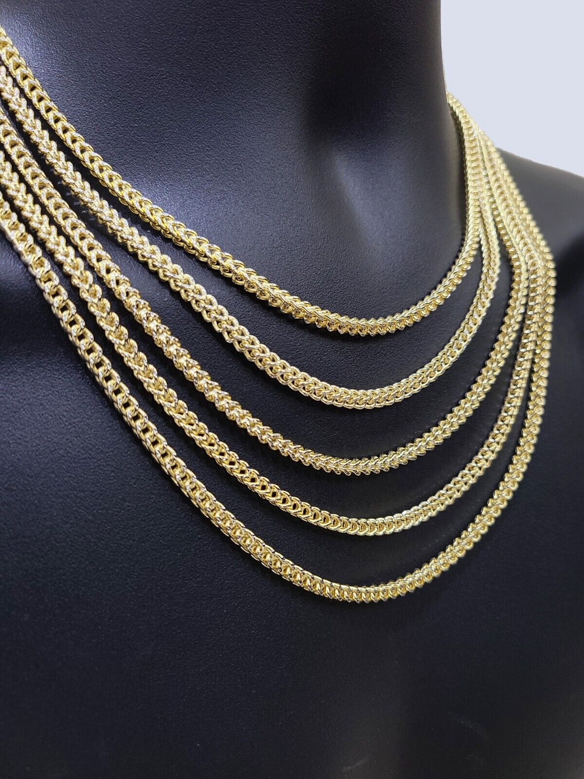 14k Yellow Gold Franco Chain Two - tone Necklace 4mm 26 Inch Diamond Cut 14kt SALE - GoldenLinQ