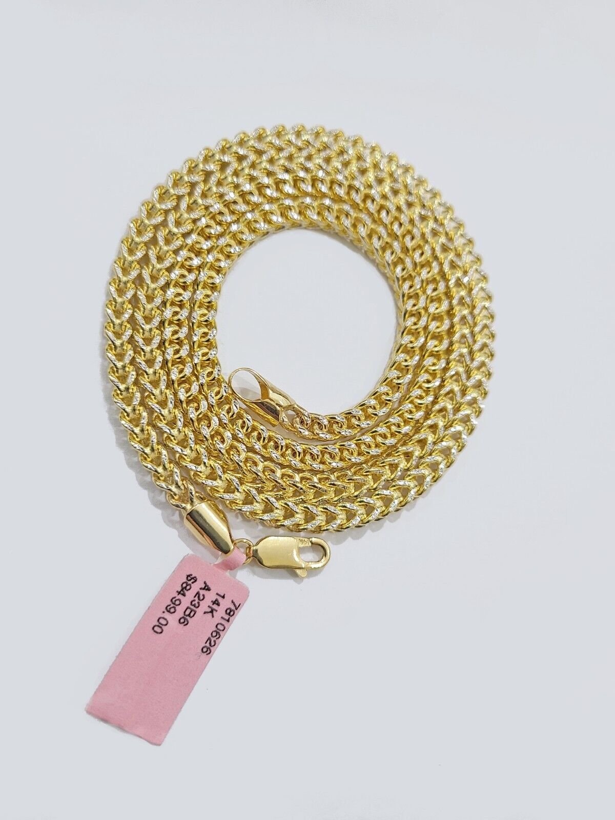 14k Yellow Gold Franco Chain Two - tone Necklace 4mm 26 Inch Diamond Cut 14kt SALE - GoldenLinQ