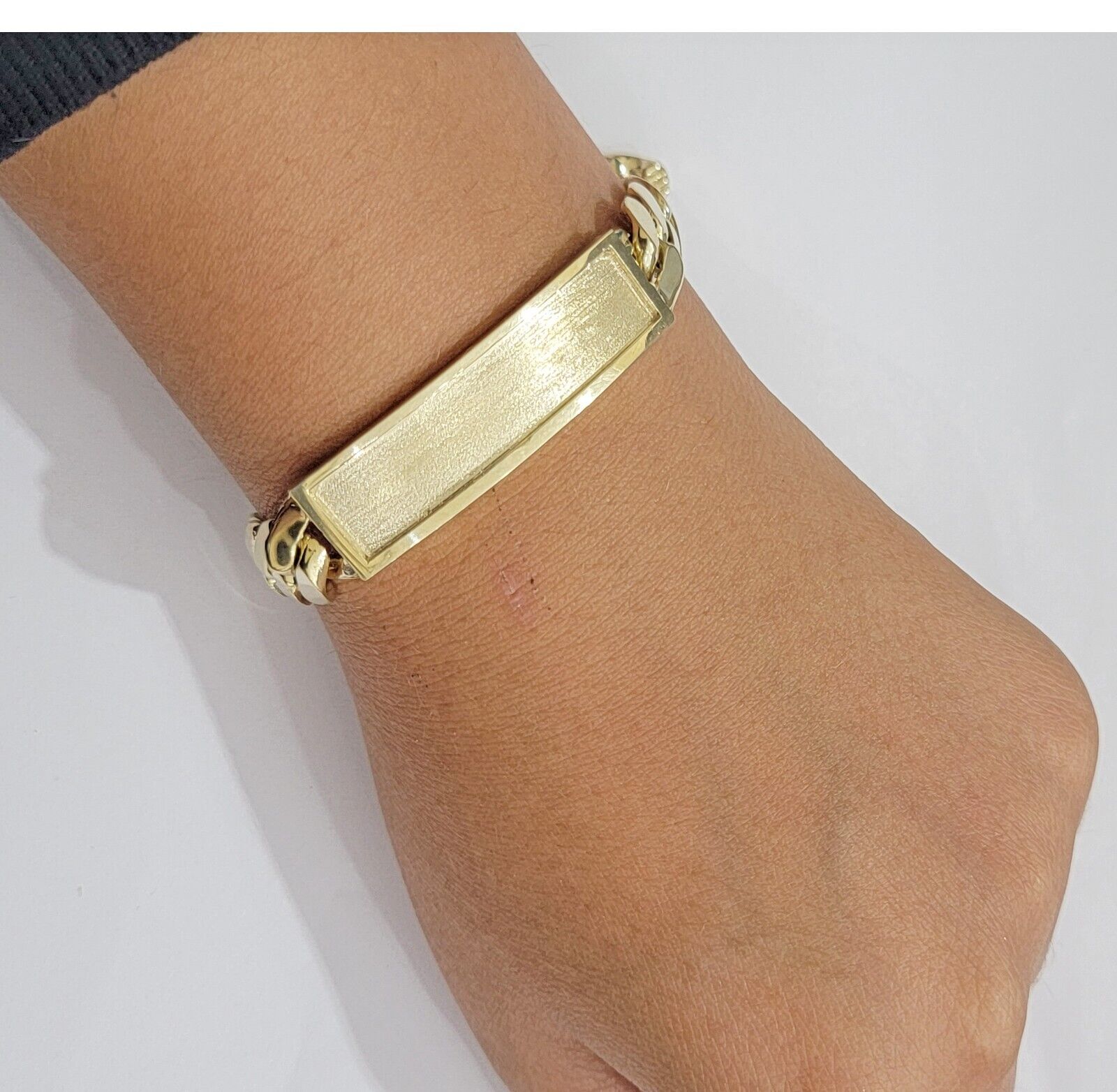 14k Yellow Gold ID Bracelet Miami Cuban Solid link 12mm Name Plate 9" Box Lock - GoldenLinQ