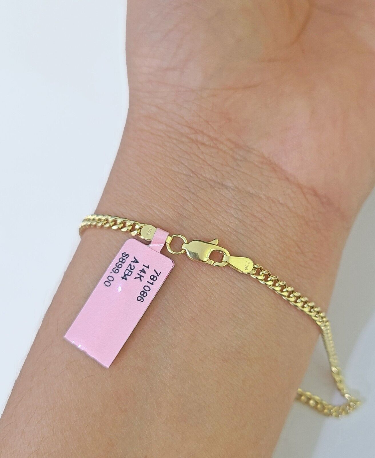 14K Yellow Gold Miami Cuban Bracelet 8" Inch 3mm Box Clasp Real Genuine - GoldenlinQ