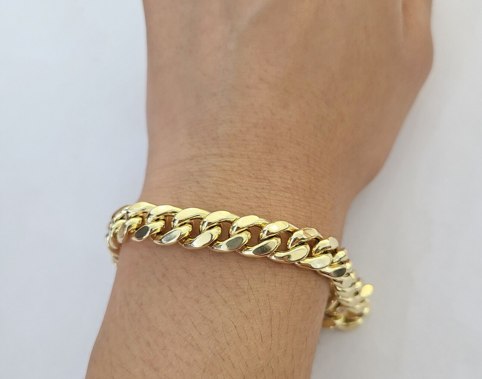 14K Yellow Gold Miami Cuban Bracelet 8.5" Inch 11mm Box Clasp Link Real 14Kt - GoldenlinQ
