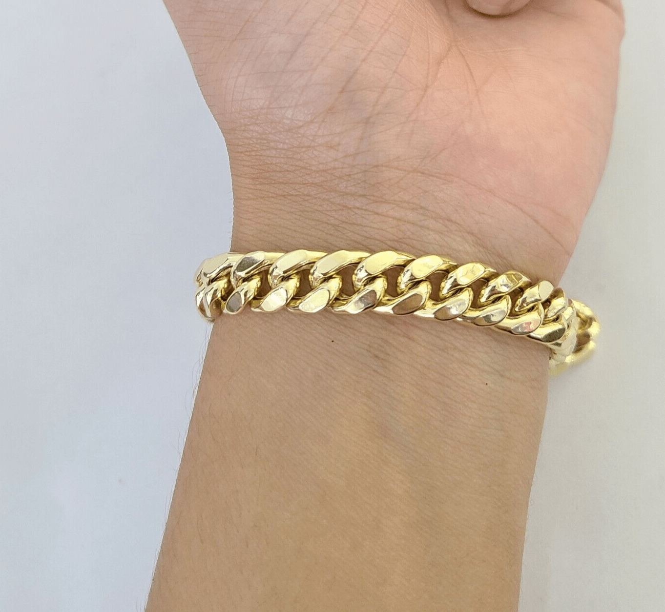 14K Yellow Gold Miami Cuban Bracelet 8.5" Inch 11mm Box Clasp Link Real 14Kt - GoldenlinQ