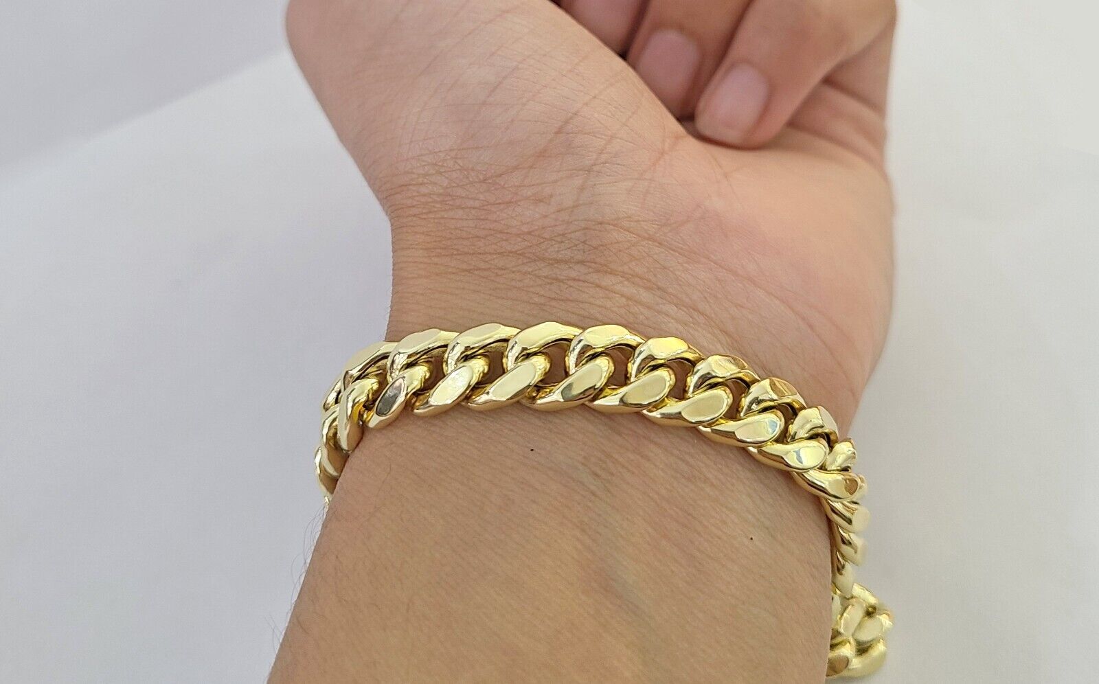 14K Yellow Gold Miami Cuban Bracelet 8.5" Inch 11mm Box Clasp Link Real 14Kt - GoldenlinQ