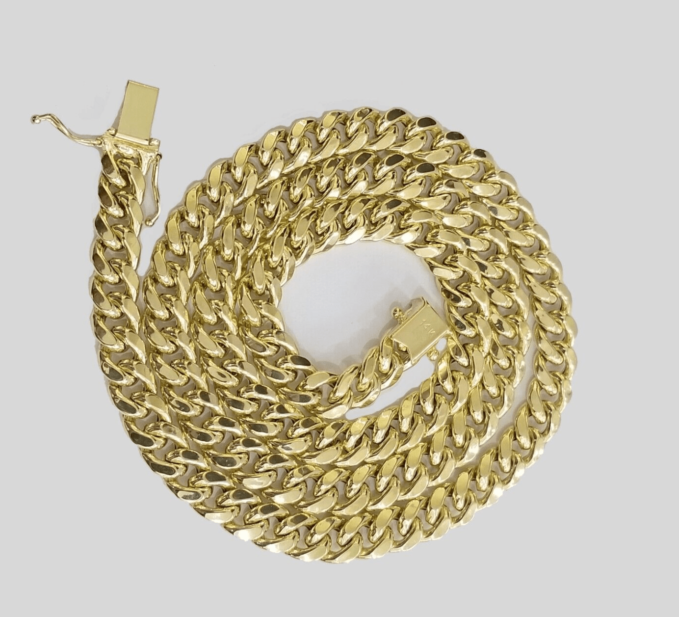 14K Yellow Gold Miami Cuban Chain 22" Inch Long 7mm Box Lock Necklace REAL