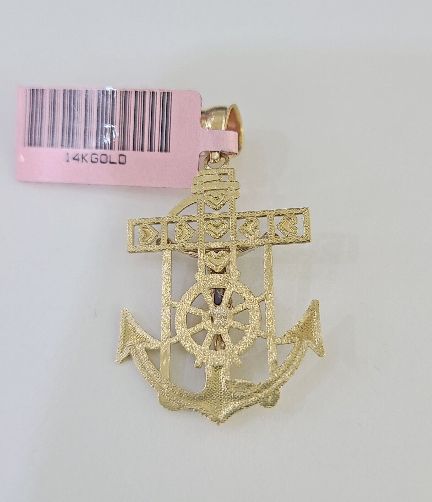 14k Yellow Gold Miami Cuban Chain Jesus Anchor Charm Set 3mm 18" - 26" Necklace - GoldenlinQ