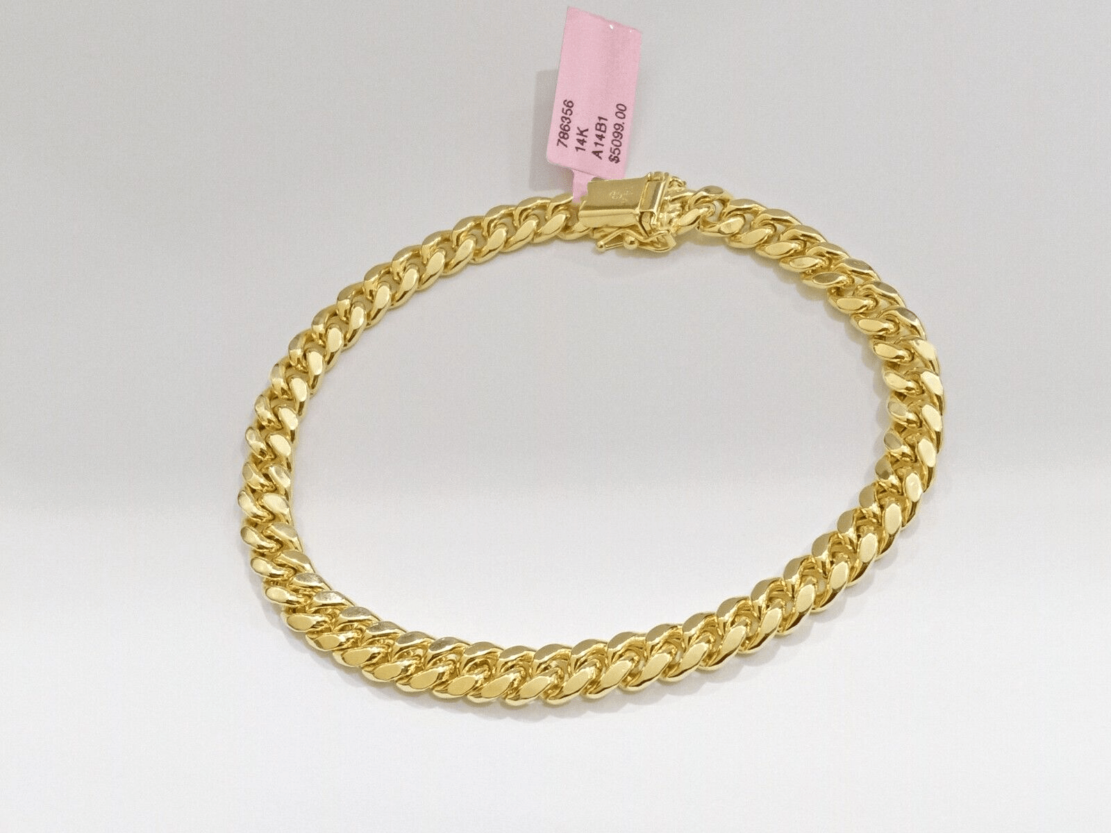 14k Yellow Gold Miami Cuban Link Bracelet 8.5'' inch 7mm Real Men & Ladies 14kt - GoldenlinQ