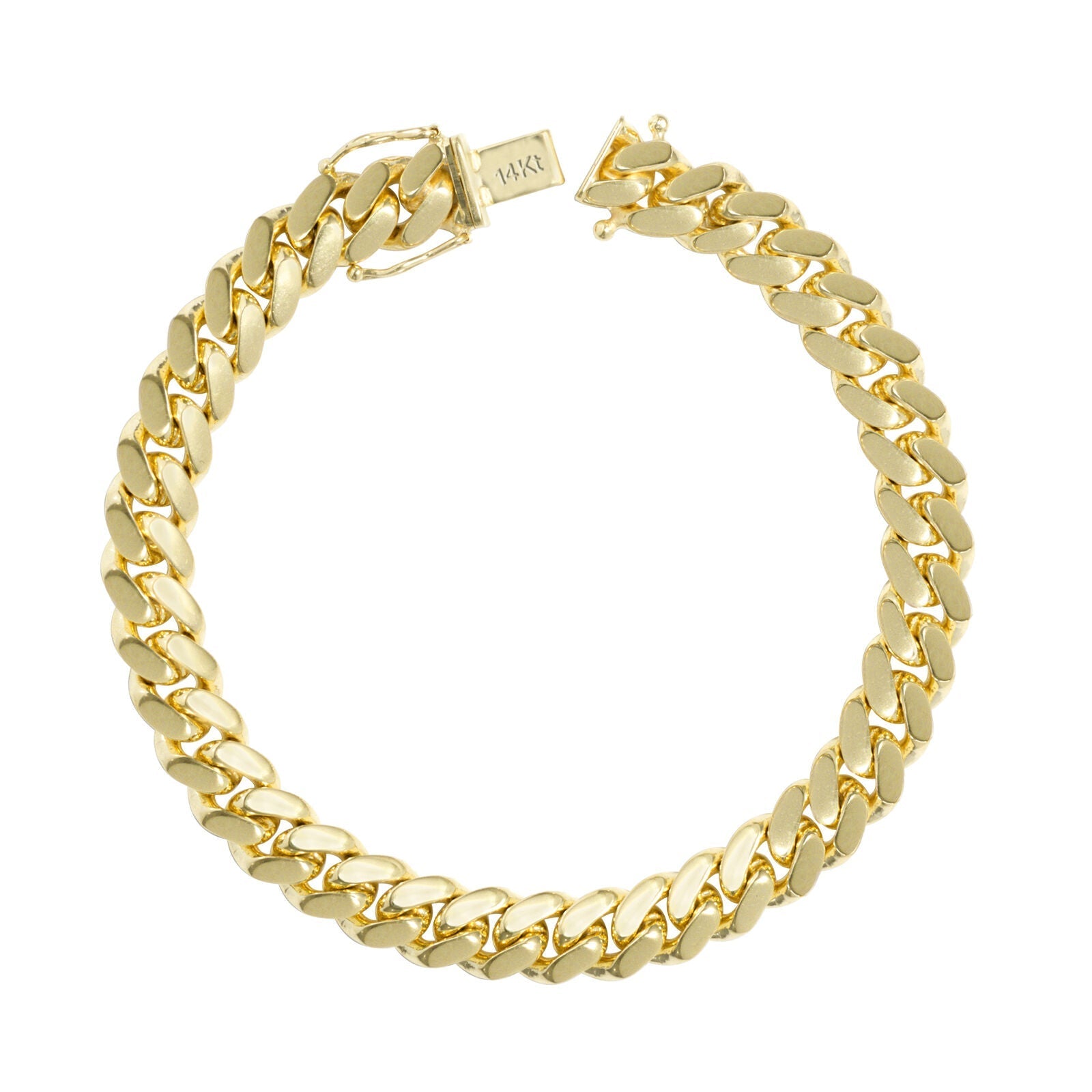 14k Yellow Gold Miami Cuban Link Bracelet 8.5" inch 8mm Real 14kt Box Lock For Men - GoldenlinQ