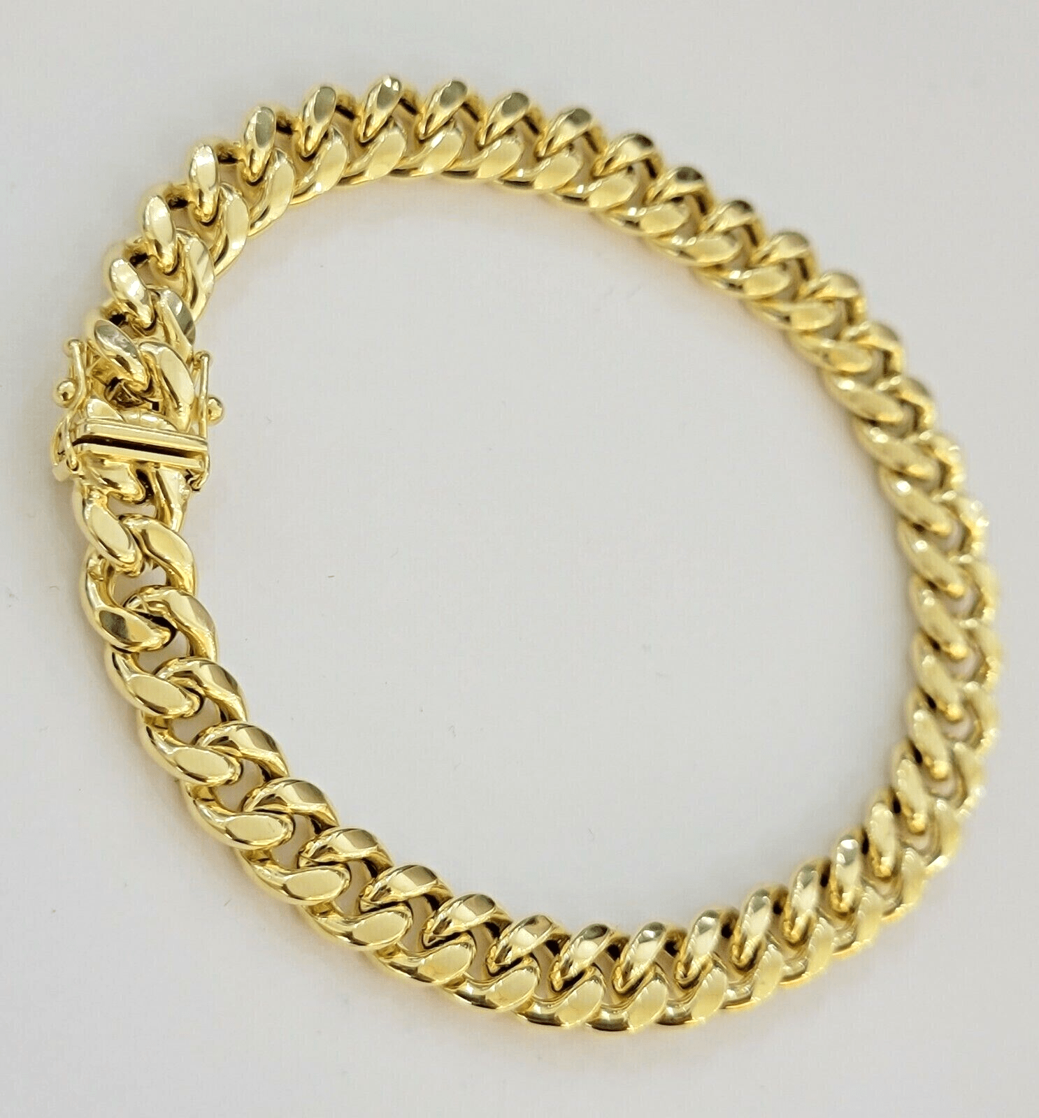 14k Yellow Gold Miami Cuban Link Bracelet 8.5inch 8mm Real 14kt Box Lock For Men - GoldenlinQ