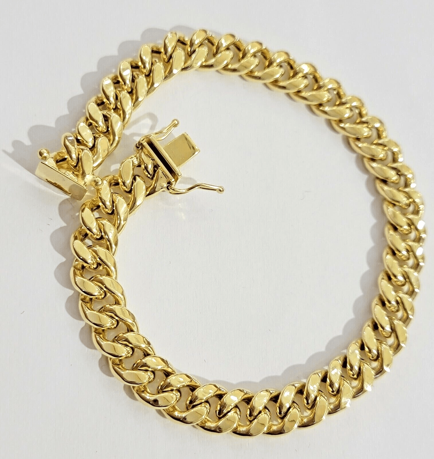 14k Yellow Gold Miami Cuban Link Bracelet 8.5inch 8mm Real 14kt Box Lock For Men - GoldenlinQ