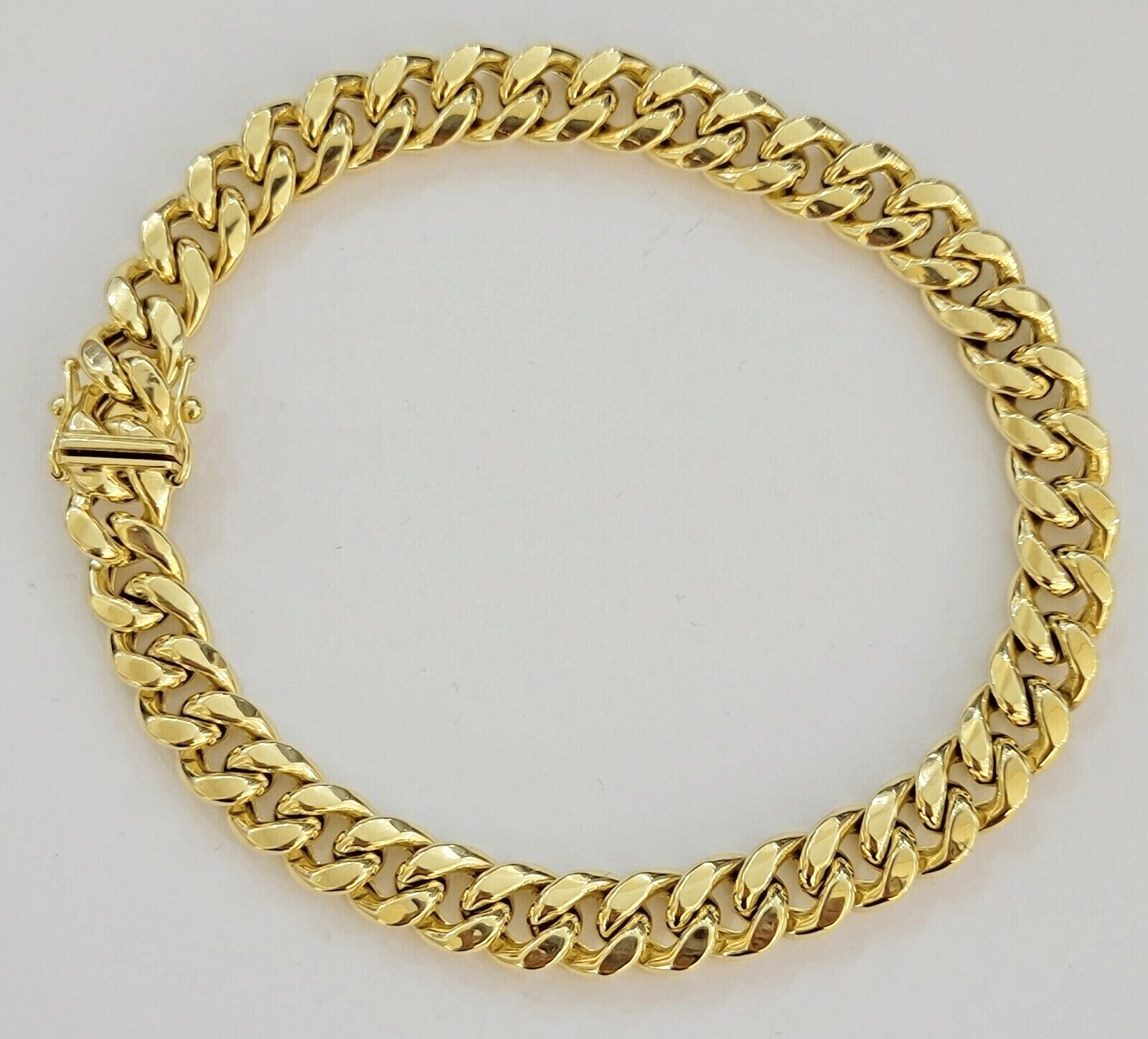 14k Yellow Gold Miami Cuban Link Bracelet 8.5inch 8mm Real 14kt Box Lock For Men - GoldenlinQ