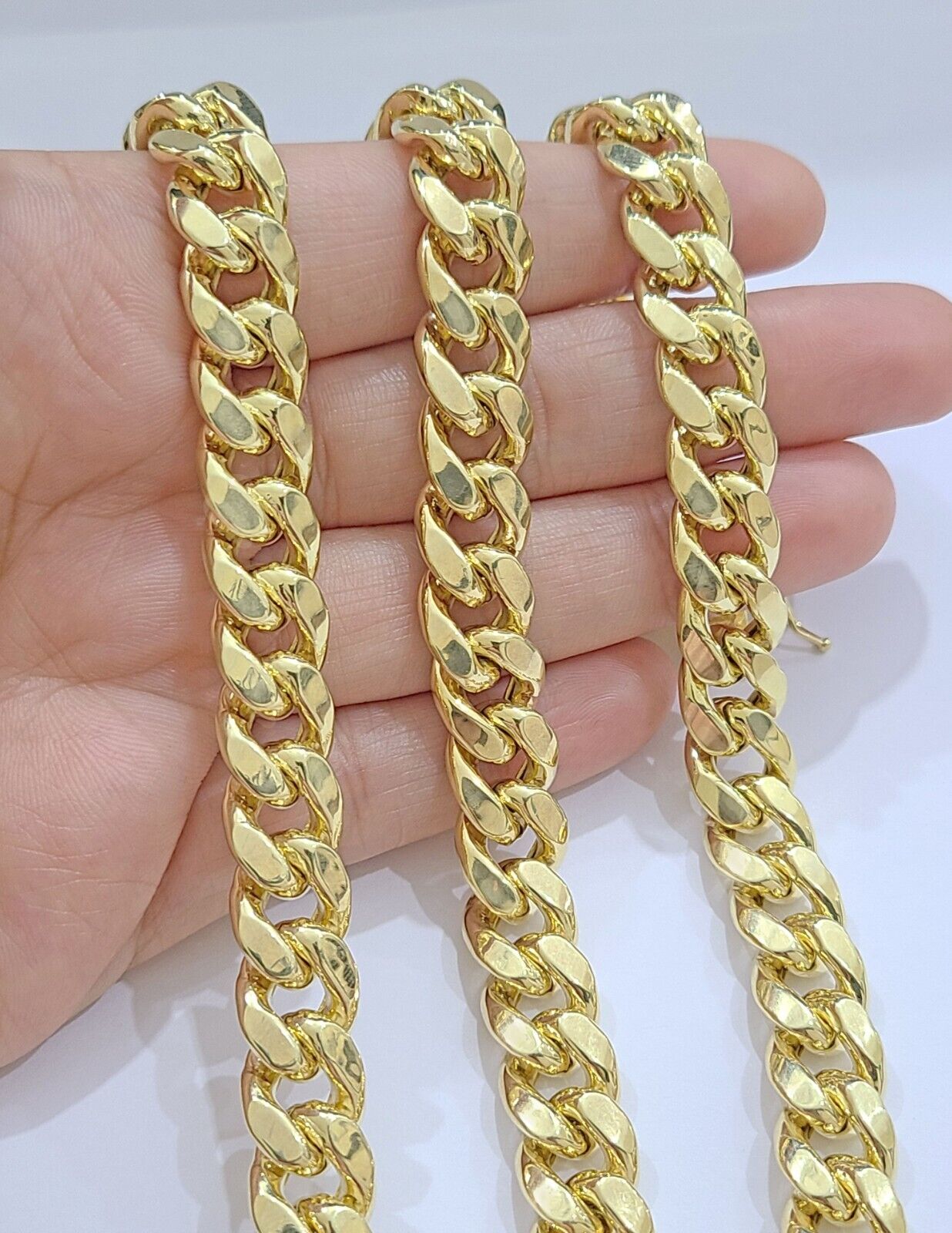 14k Yellow Gold Miami Cuban Link Chain 11mm 30" Necklace Box Lock Real - GoldenlinQ