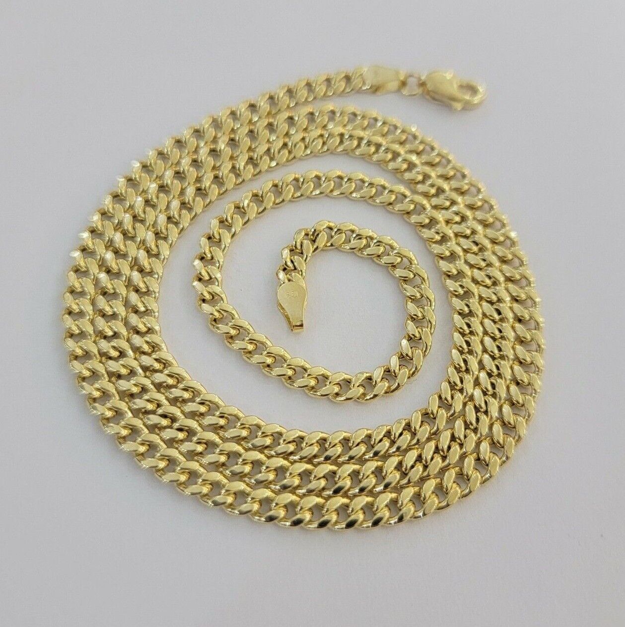 14k Yellow Gold Miami cuban Link Chain 3.5mm Necklace 20" Men Women , REAL 14KT - GoldenLinQ