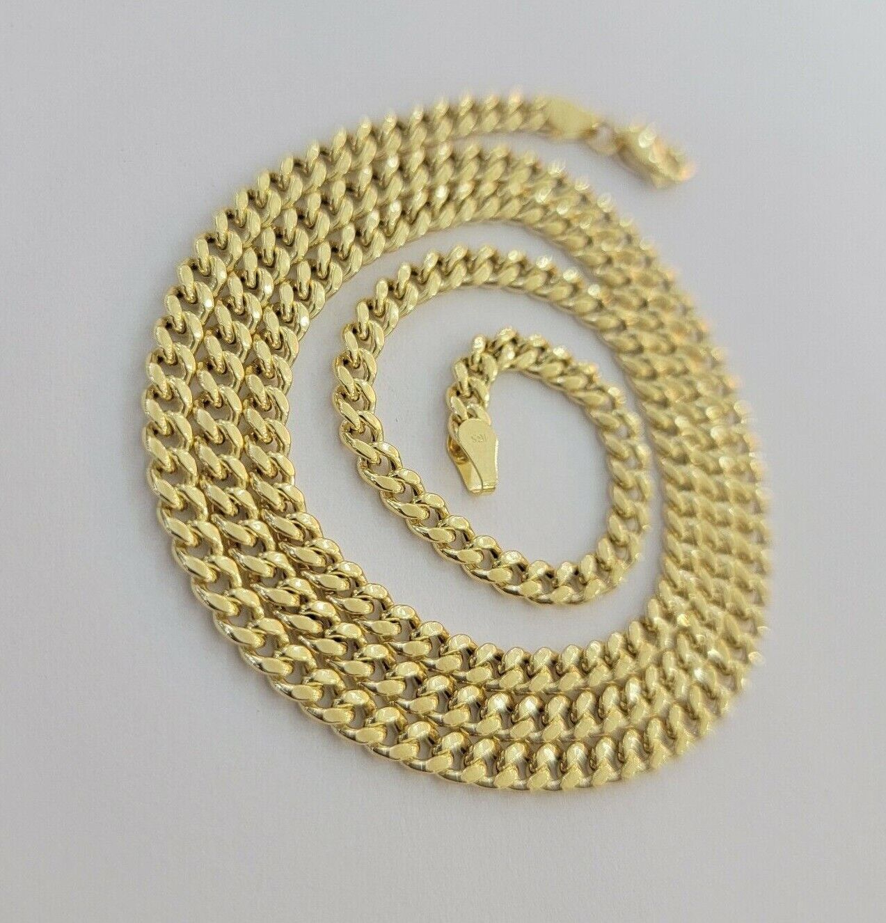 14k Yellow Gold Miami cuban Link Chain 3.5mm Necklace 24" Men Women , REAL 14KT - GoldenLinQ