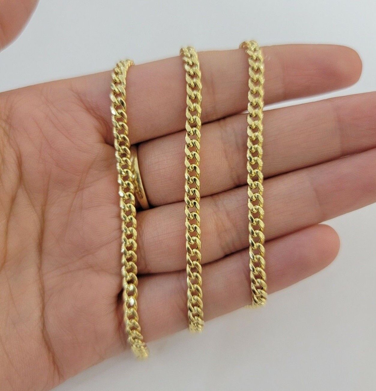 14k Yellow Gold Miami cuban Link Chain 3.5mm Necklace 24" Men Women , REAL 14KT - GoldenLinQ