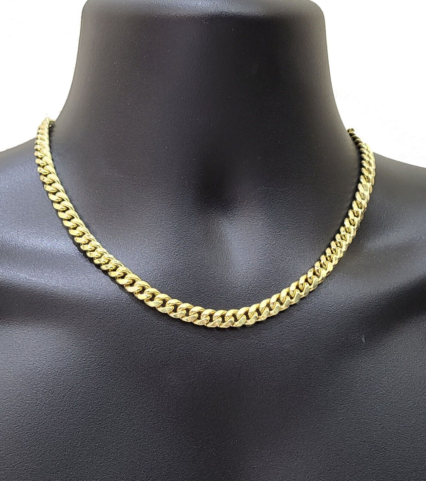 14k Yellow Gold Miami Cuban Link Chain 8mm 18" Necklace Box Lock Choker Real - GoldenLinQ
