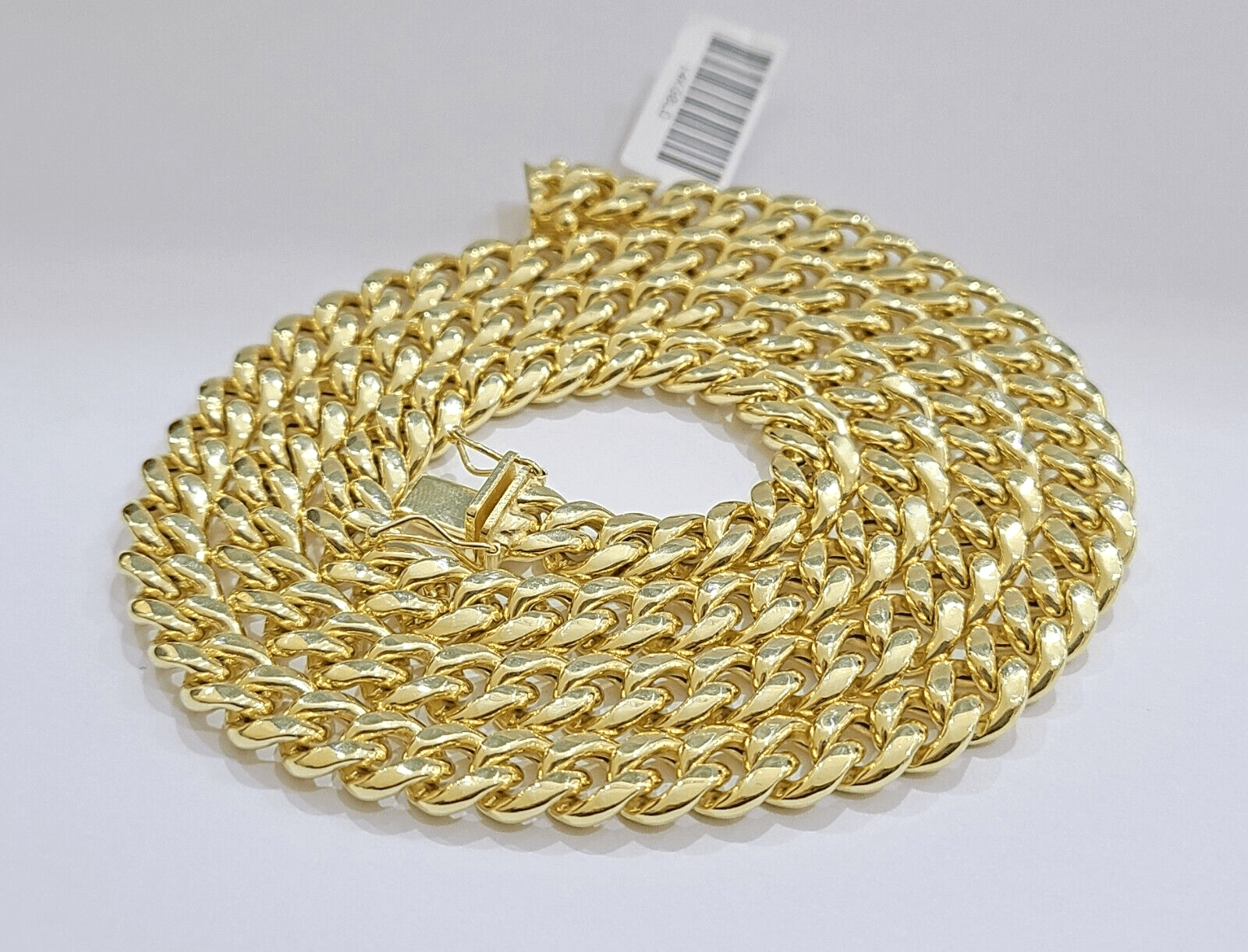 14k Yellow Gold Miami Cuban Link Chain 8mm 18" Necklace Box Lock Choker Real - GoldenLinQ
