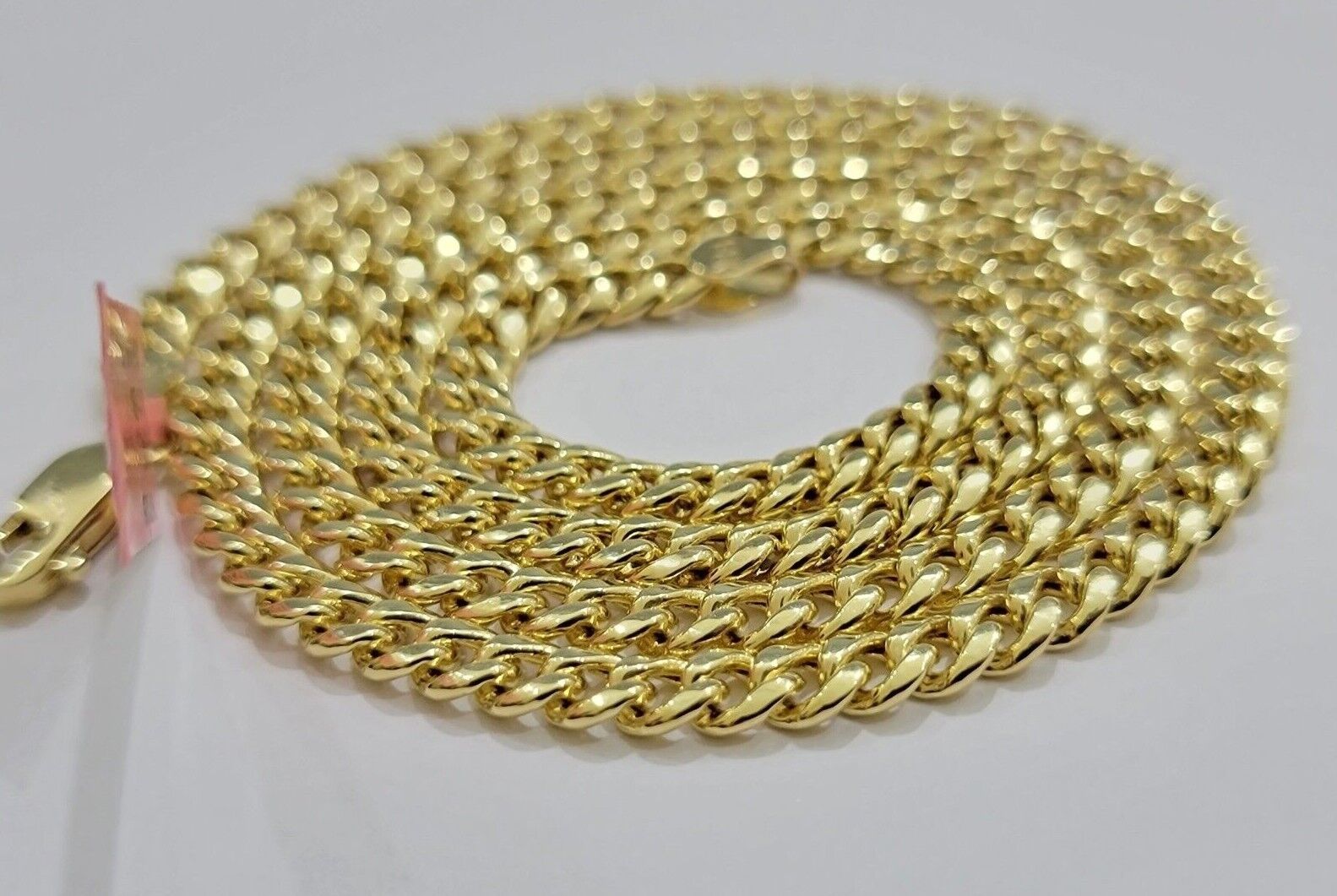 14k Yellow Gold Miami Cuban Link Chain Necklace 18'' 20" 22'' 24'' 26" Inch 5mm - GoldenlinQ