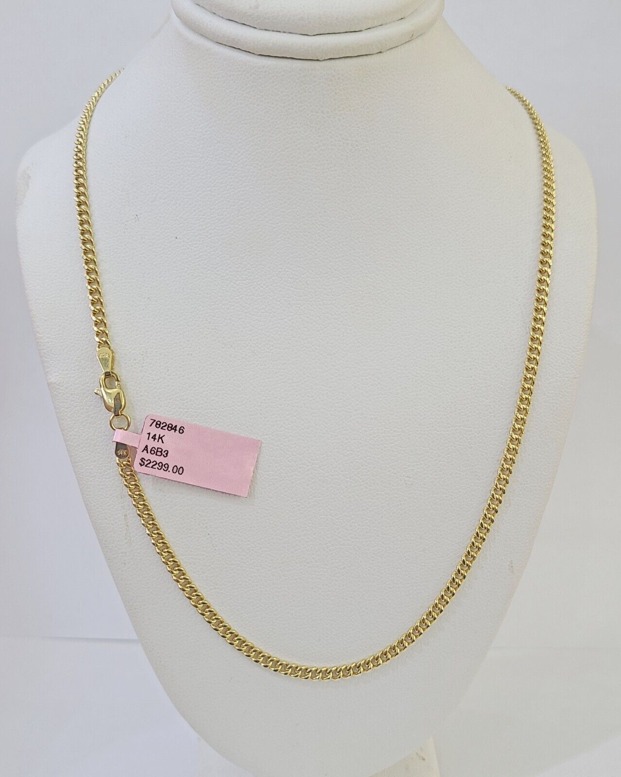 14k Yellow Gold Miami Cuban Link Chain Necklace 3mm 18 - 26 Inches Real - GoldenlinQ