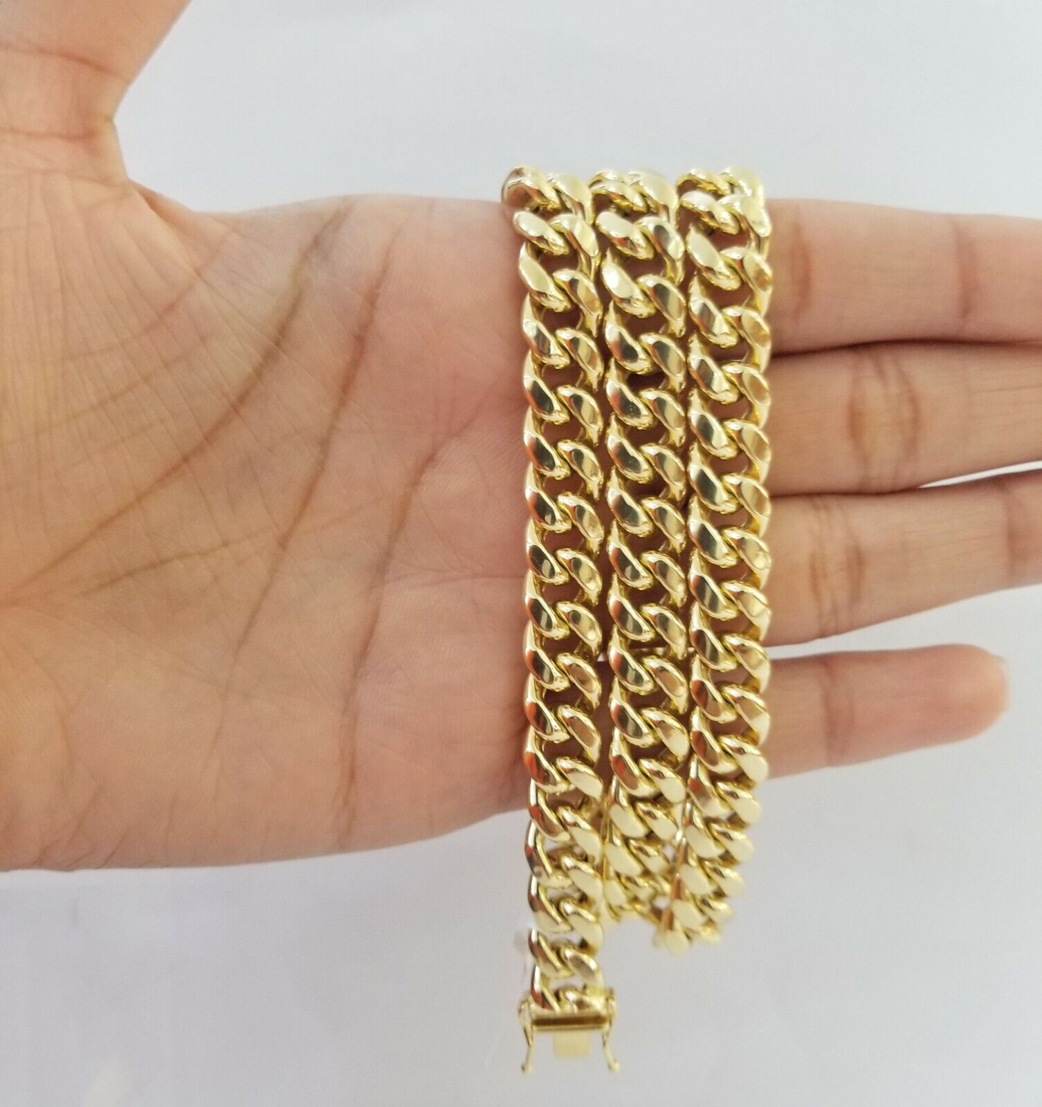 14K Yellow Gold Miami Cuban Link Necklace 9mm box clasp 24" - GoldenlinQ