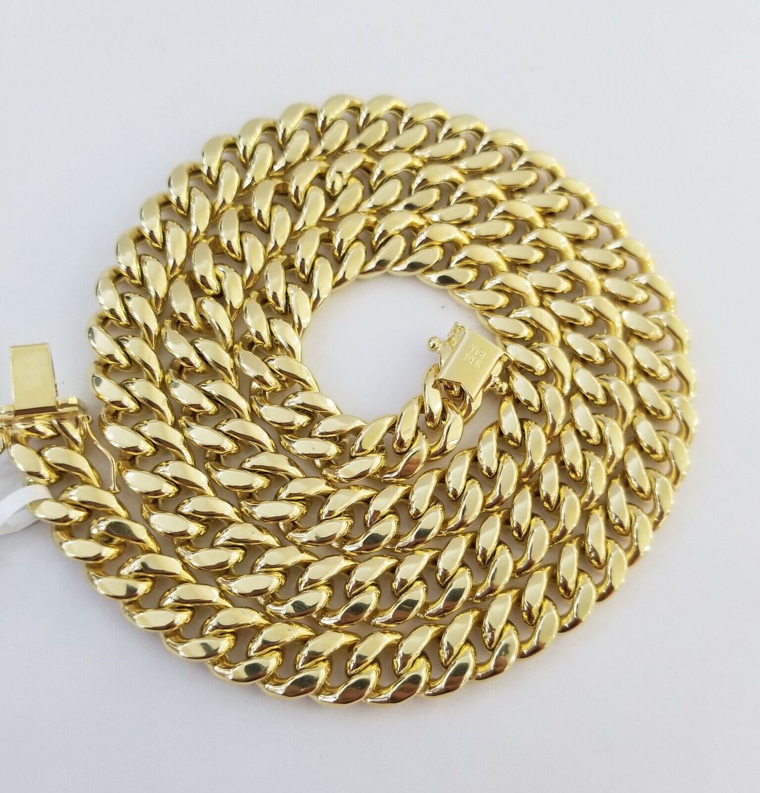 14K Yellow Gold Miami Cuban Link Necklace 9mm box clasp 24" - GoldenlinQ