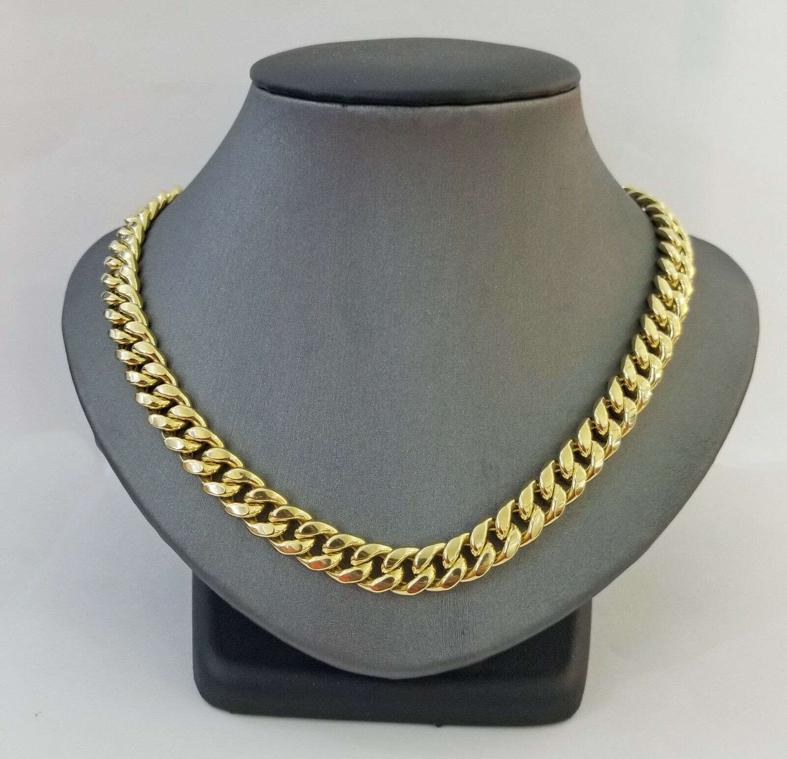 14K Yellow Gold Miami Cuban Link Necklace 9mm box clasp 24" - GoldenlinQ