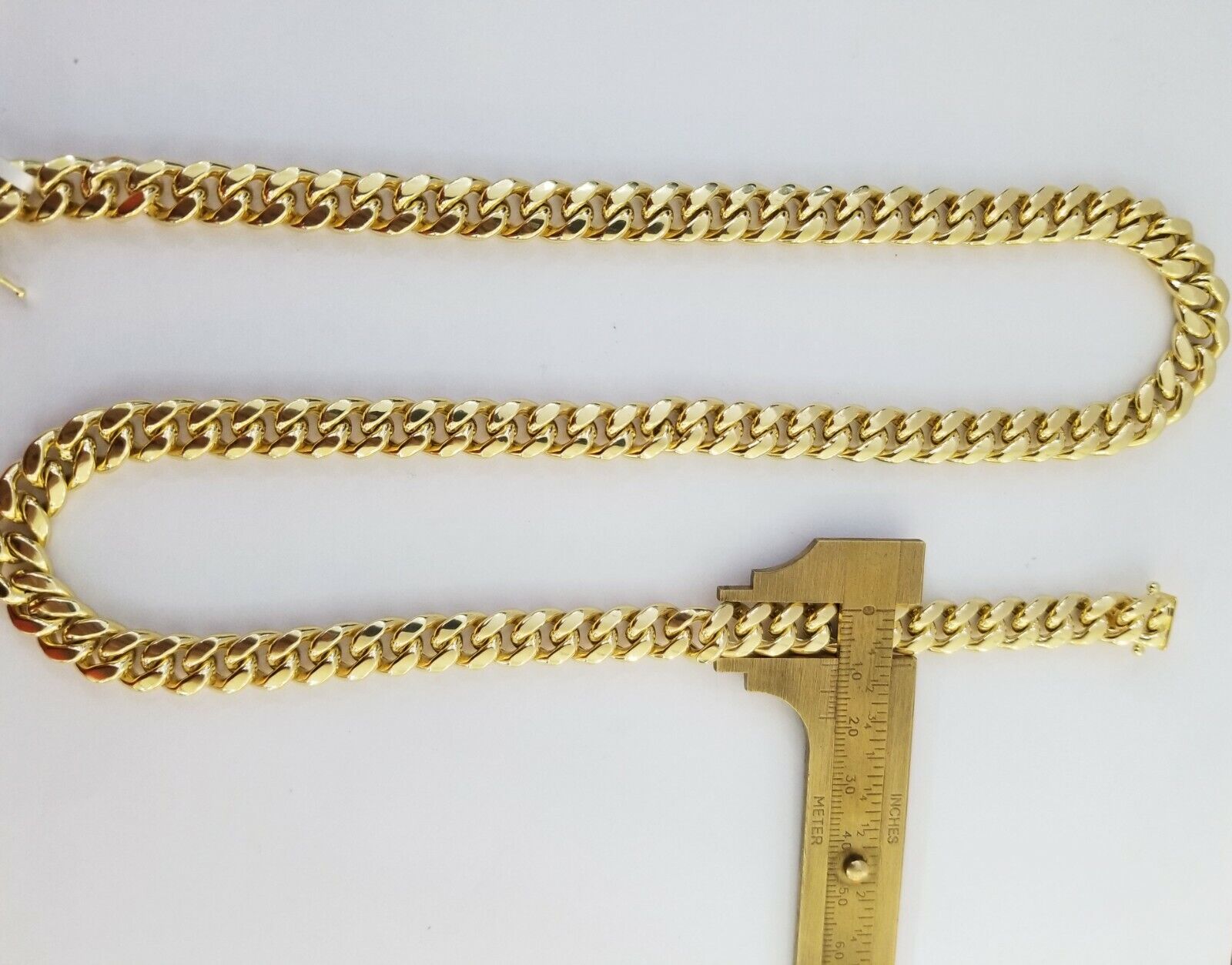 14K Yellow Gold Miami Cuban Link Necklace 9mm box clasp 24" - GoldenlinQ