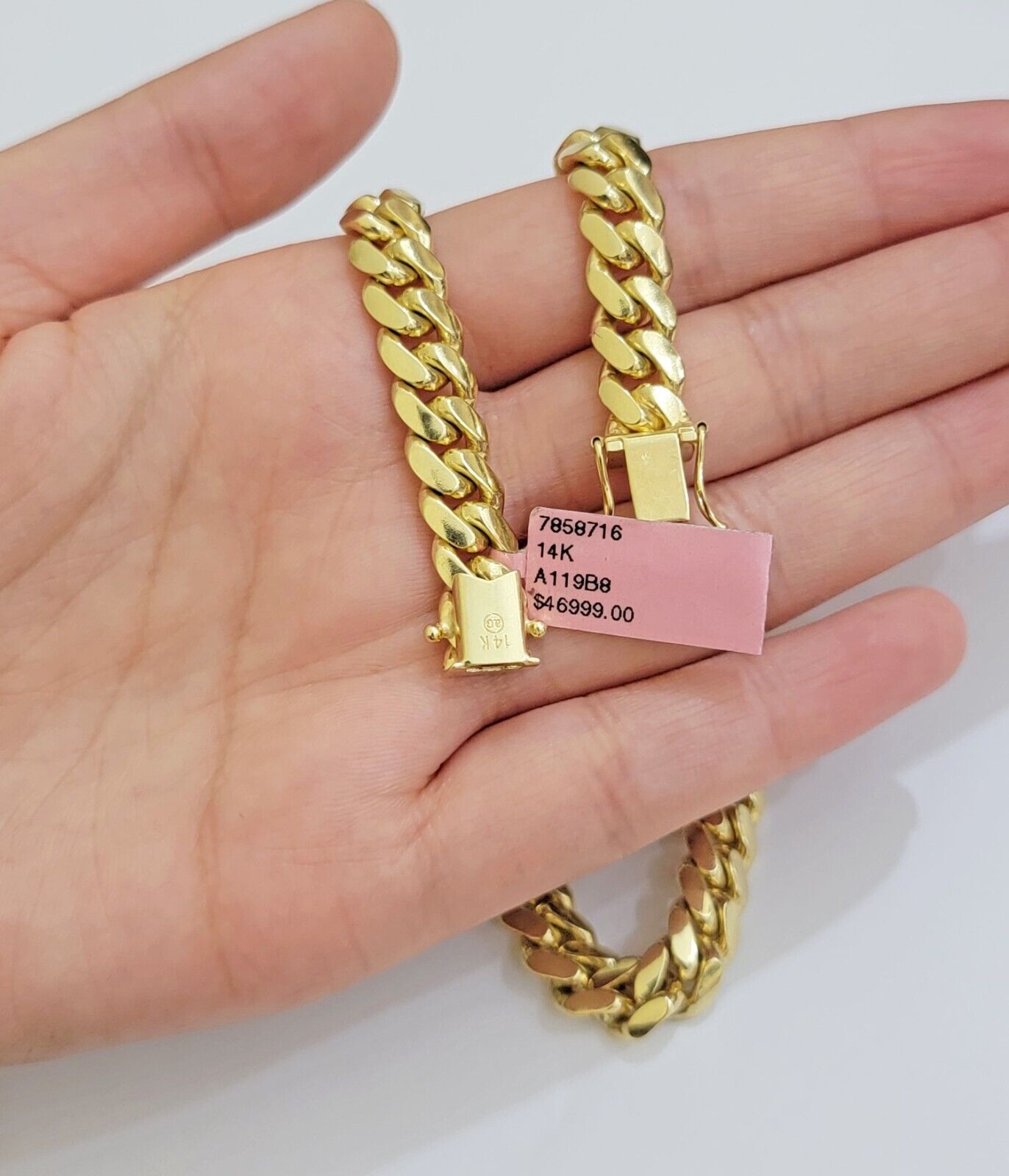 14k Yellow Gold Necklace 8mm Miami Cuban Link Chain 20 - 32 Inch REAL 14kt SOLID - GoldenLinQ