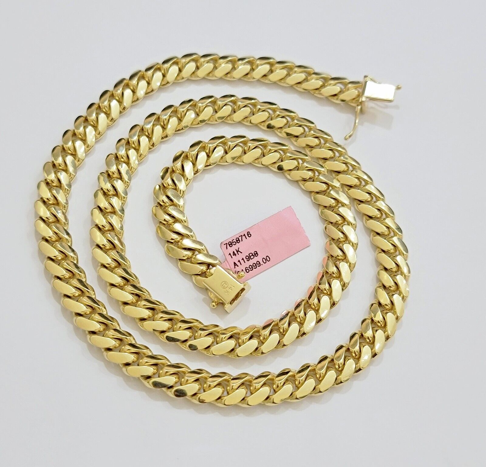 14k Yellow Gold Necklace 8mm Miami Cuban Link Chain 20 - 32 Inch REAL 14kt SOLID - GoldenLinQ