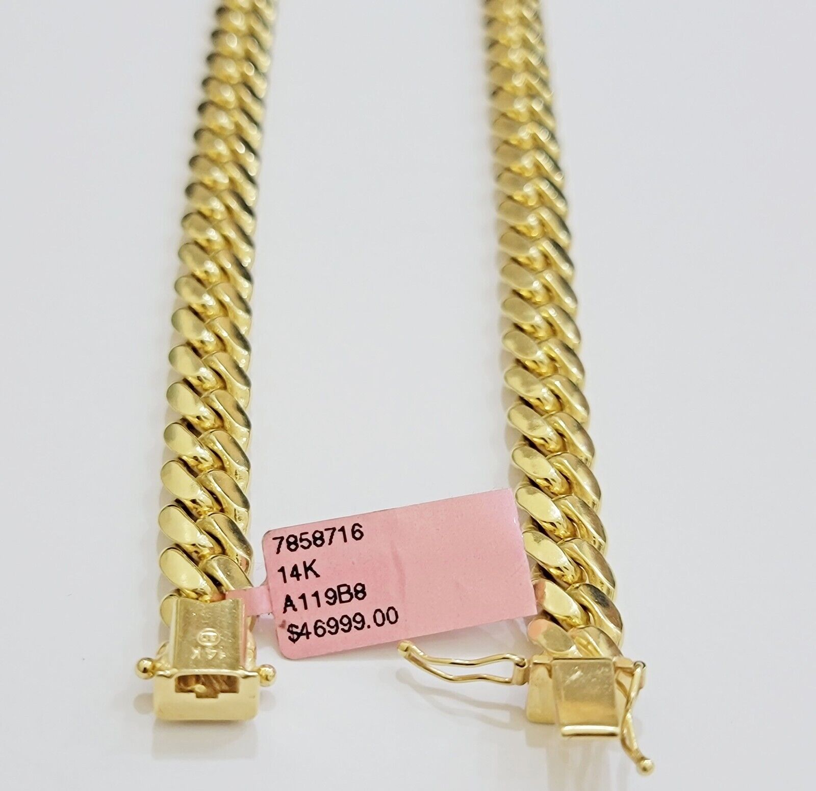 14k Yellow Gold Necklace 8mm Miami Cuban Link Chain 20 - 32 Inch REAL 14kt SOLID - GoldenLinQ