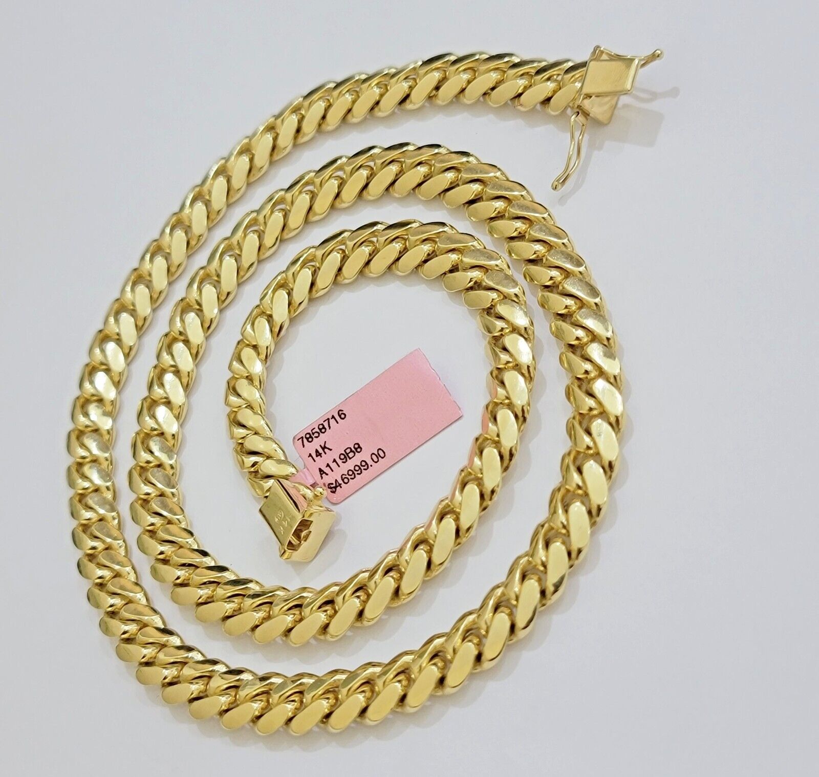 14k Yellow Gold Necklace 8mm Miami Cuban Link Chain 20 - 32 Inch REAL 14kt SOLID - GoldenLinQ