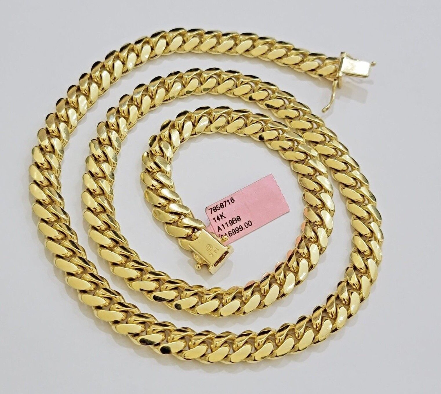 14k Yellow Gold Necklace 8mm Miami Cuban Link Chain 20 - 32 Inch REAL 14kt SOLID - GoldenLinQ