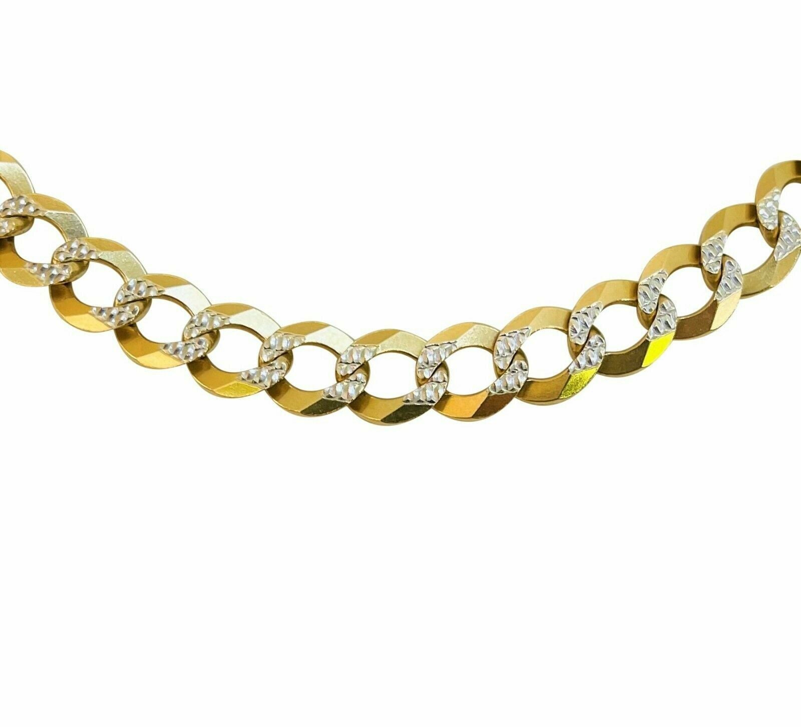 14k Yellow Gold Necklace Chain Cuban Curb Link 9mm 24" Inch Diamond Cut SOLID - GoldenlinQ