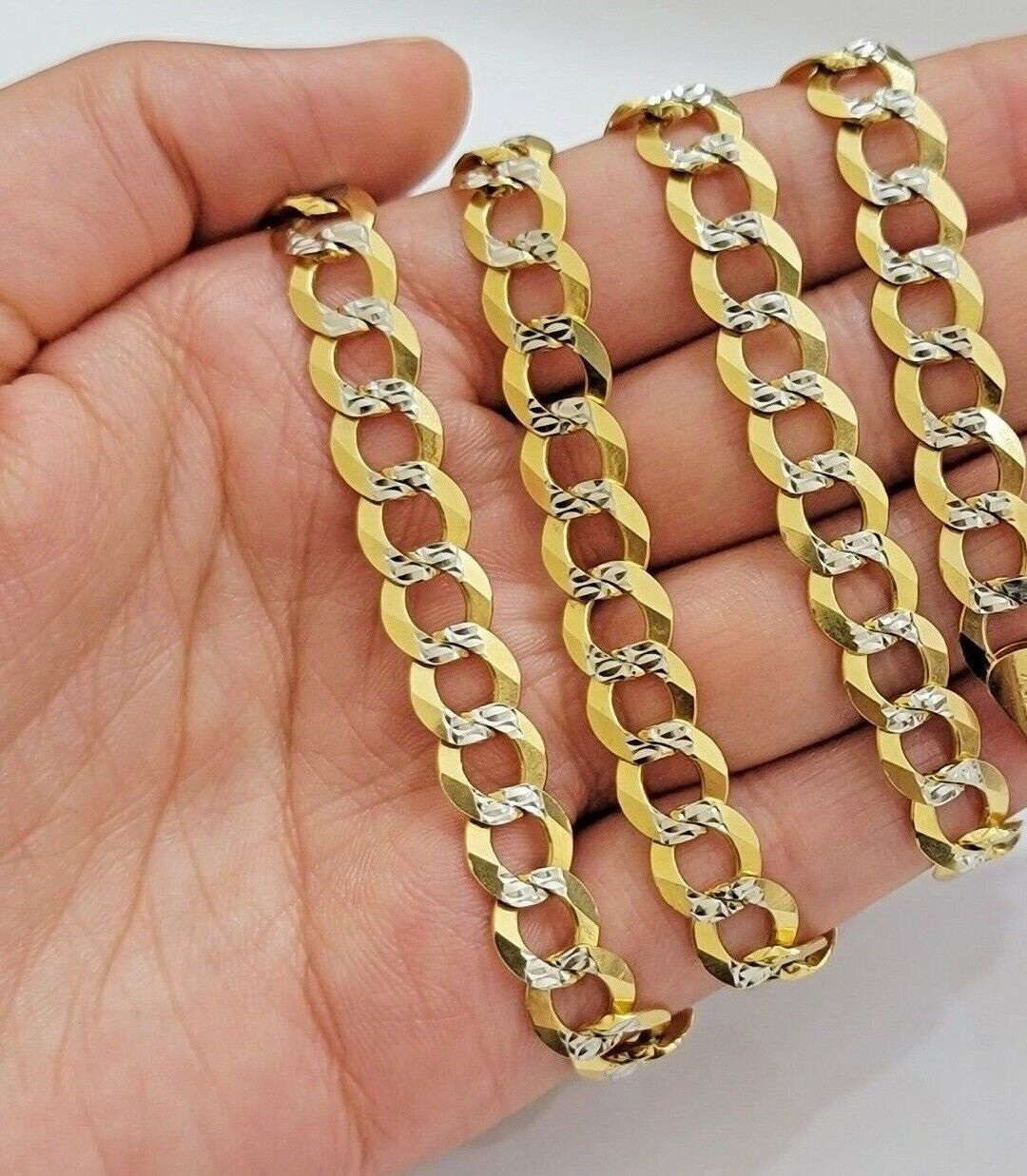 14k Yellow Gold Necklace Chain Cuban Curb Link 9mm 24" Inch Diamond Cut SOLID - GoldenlinQ