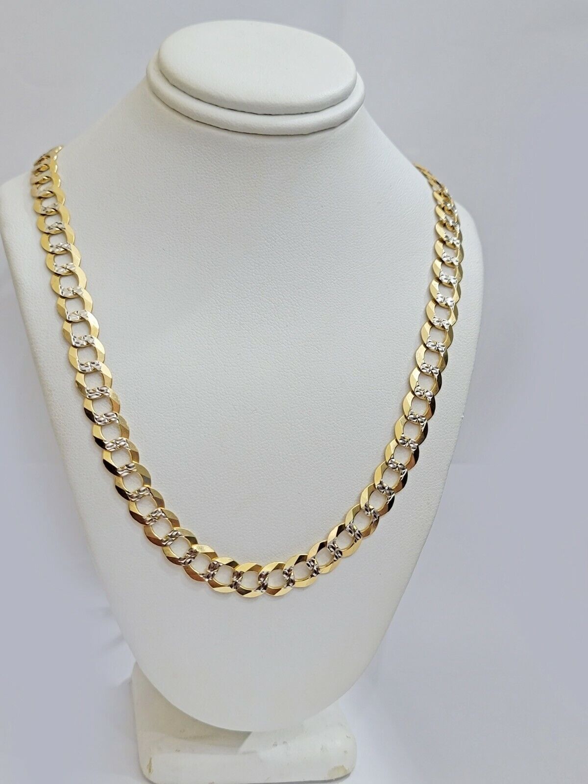 14k Yellow Gold Necklace Chain Cuban Curb Link 9mm 24" Inch Diamond Cut SOLID - GoldenlinQ