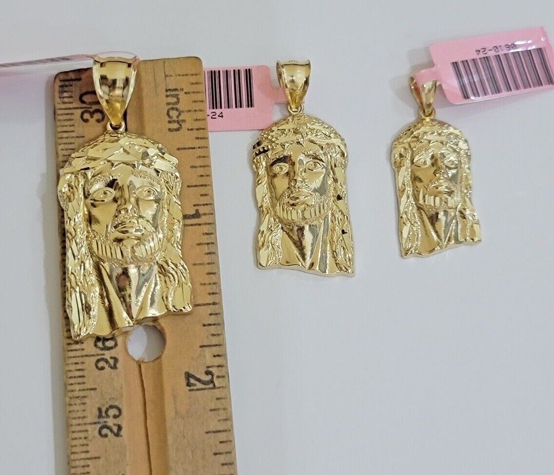 14k Yellow Gold Pendant Jesus Head Charm 14kt Yellow Gold For Men Different Size - Reva Jeweler