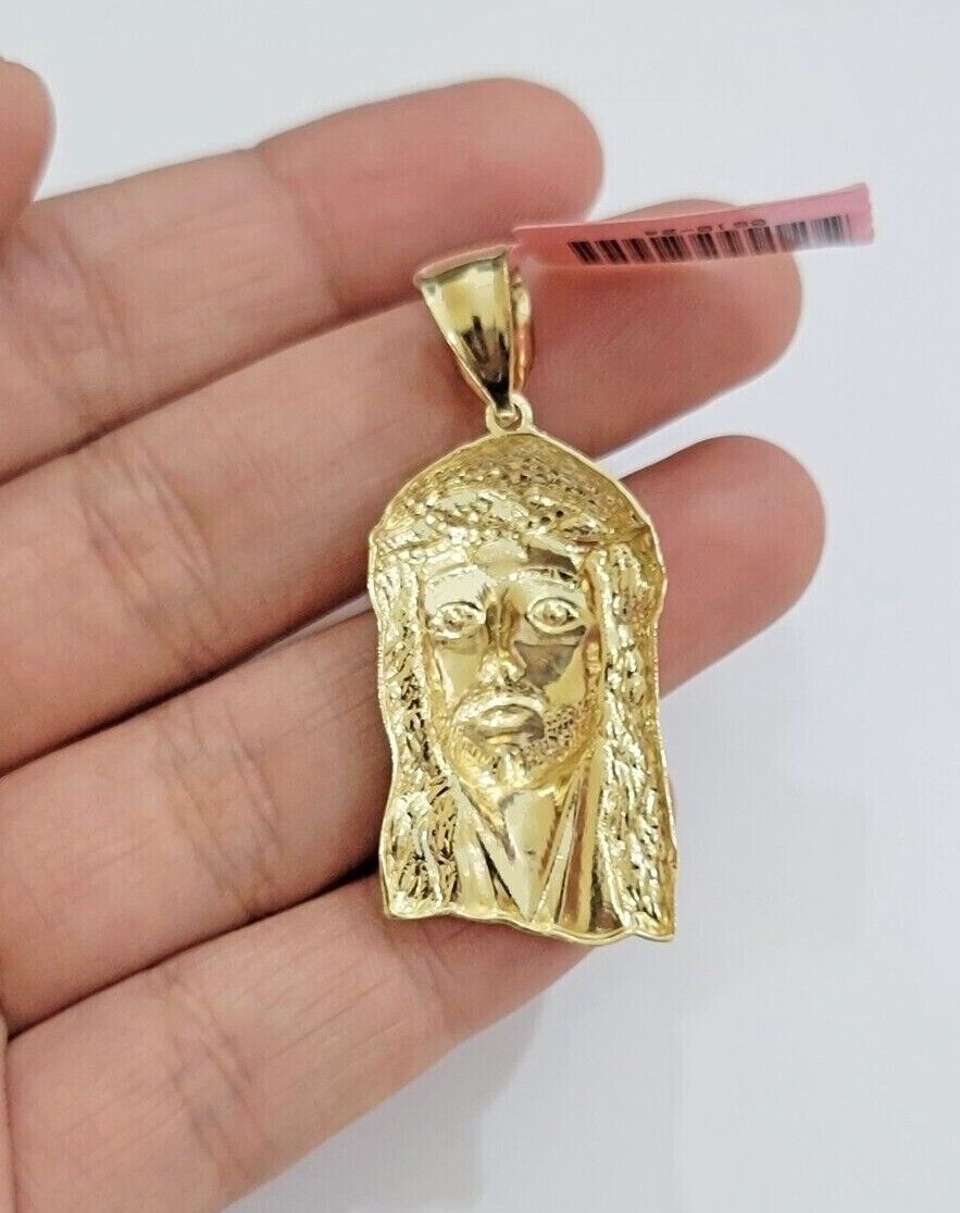 14k Yellow Gold Pendant Jesus Head Charm 14kt Yellow Gold For Men Different Size - Reva Jeweler