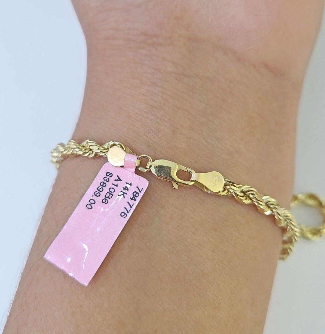 14K Yellow Gold Rope Bracelet Solid 7" 7.5" 8" 3mm Diamond Cut - GoldenlinQ