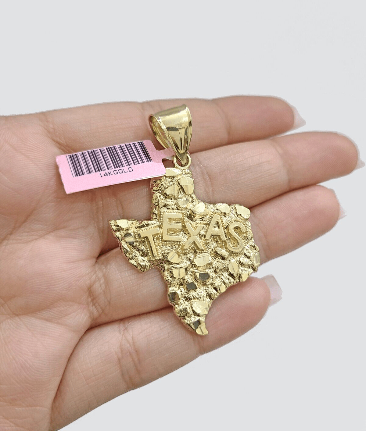 14k Yellow Gold Rope Chain 20'' Inch Necklace Texas Map Charm Pendant Real 14kt - GoldenlinQ