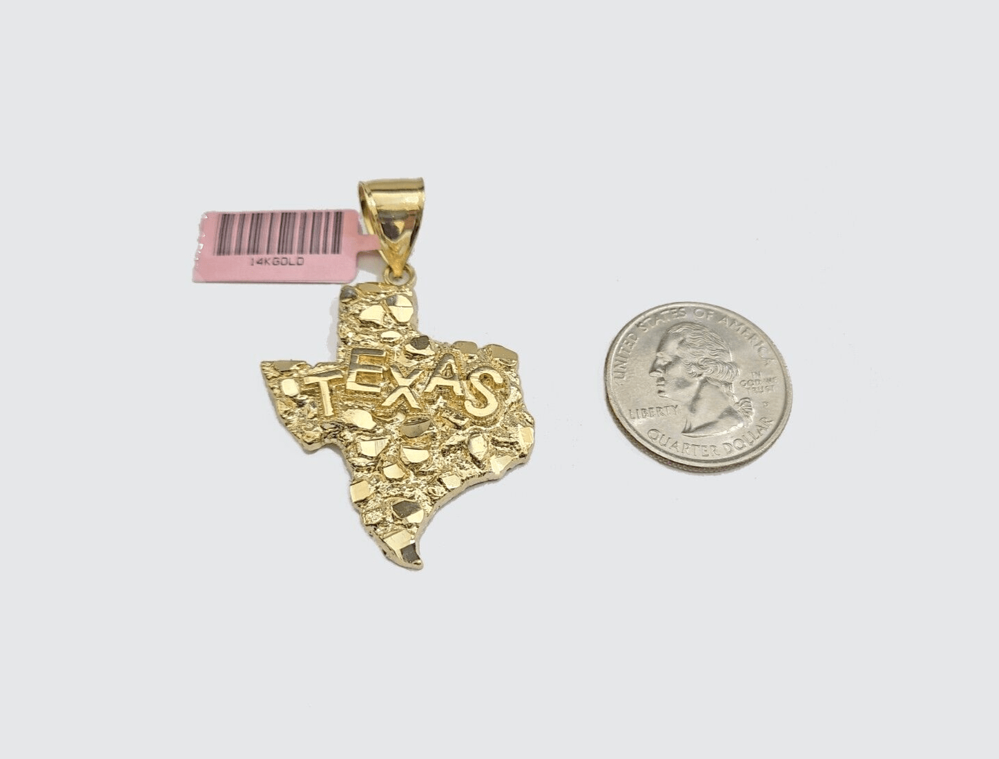 14k Yellow Gold Rope Chain 30'' Inch Necklace Texas Map Charm Pendant Real 14kt - GoldenlinQ
