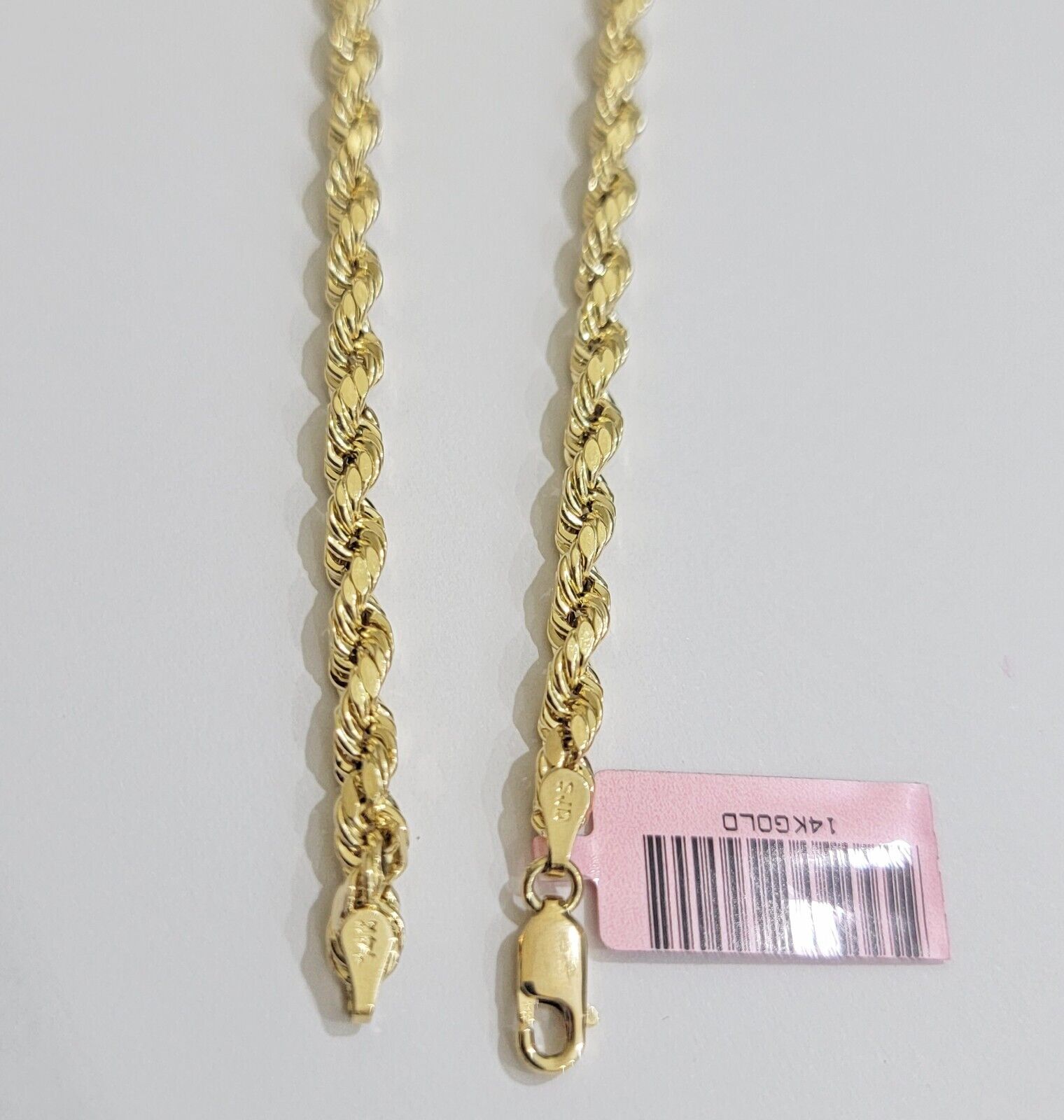 14k Yellow Gold Rope Chain Necklace SOLID Real 14kt 4mm 18 - 28 Inch Diamond Cut - GoldenLinQ